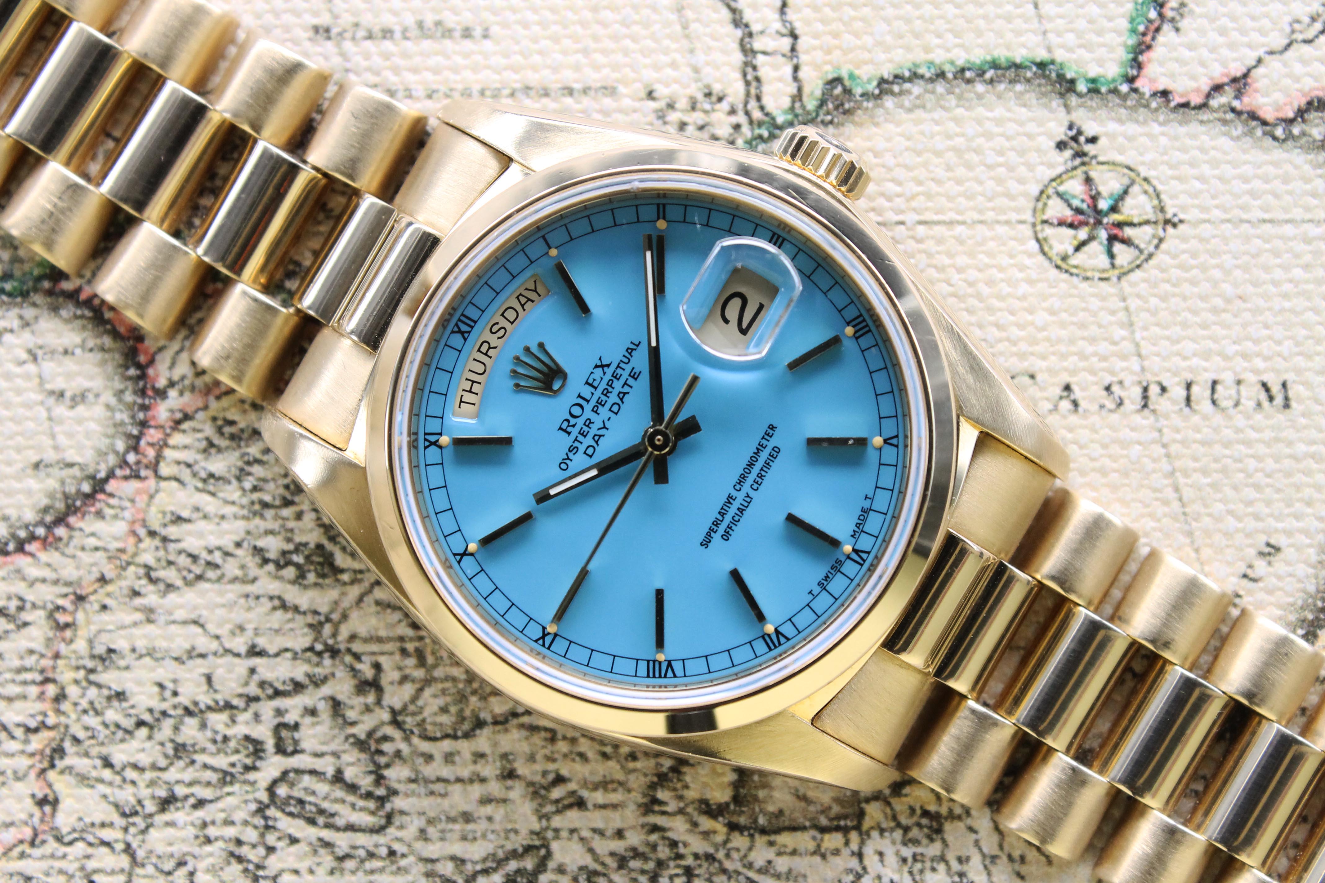 1978 Rolex Day Date Stella Turquoise Ref. 18028 (Full Set)