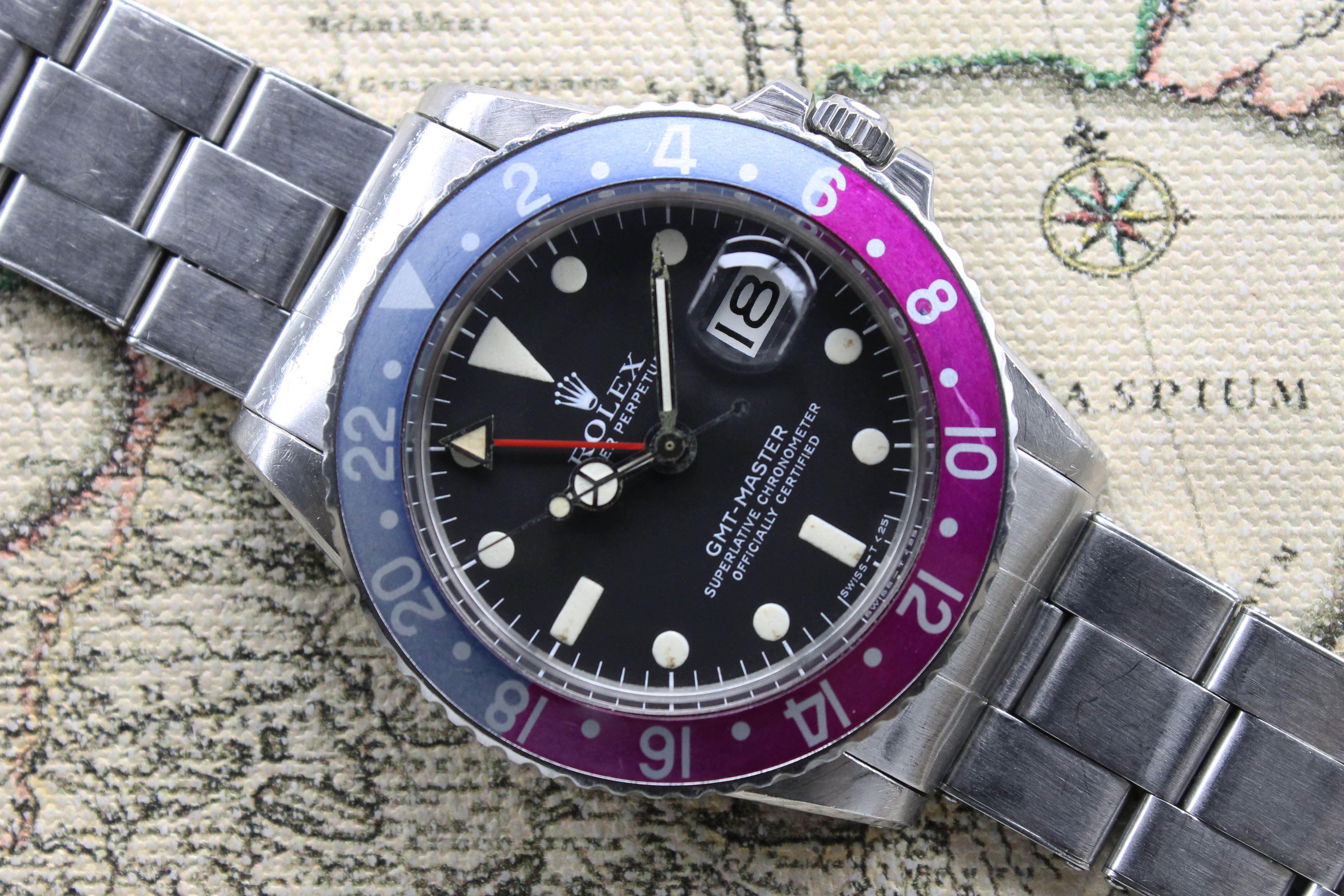 1972 Rolex GMT Master MK4 Unpolished Fuchsia Insert Ref. 1675