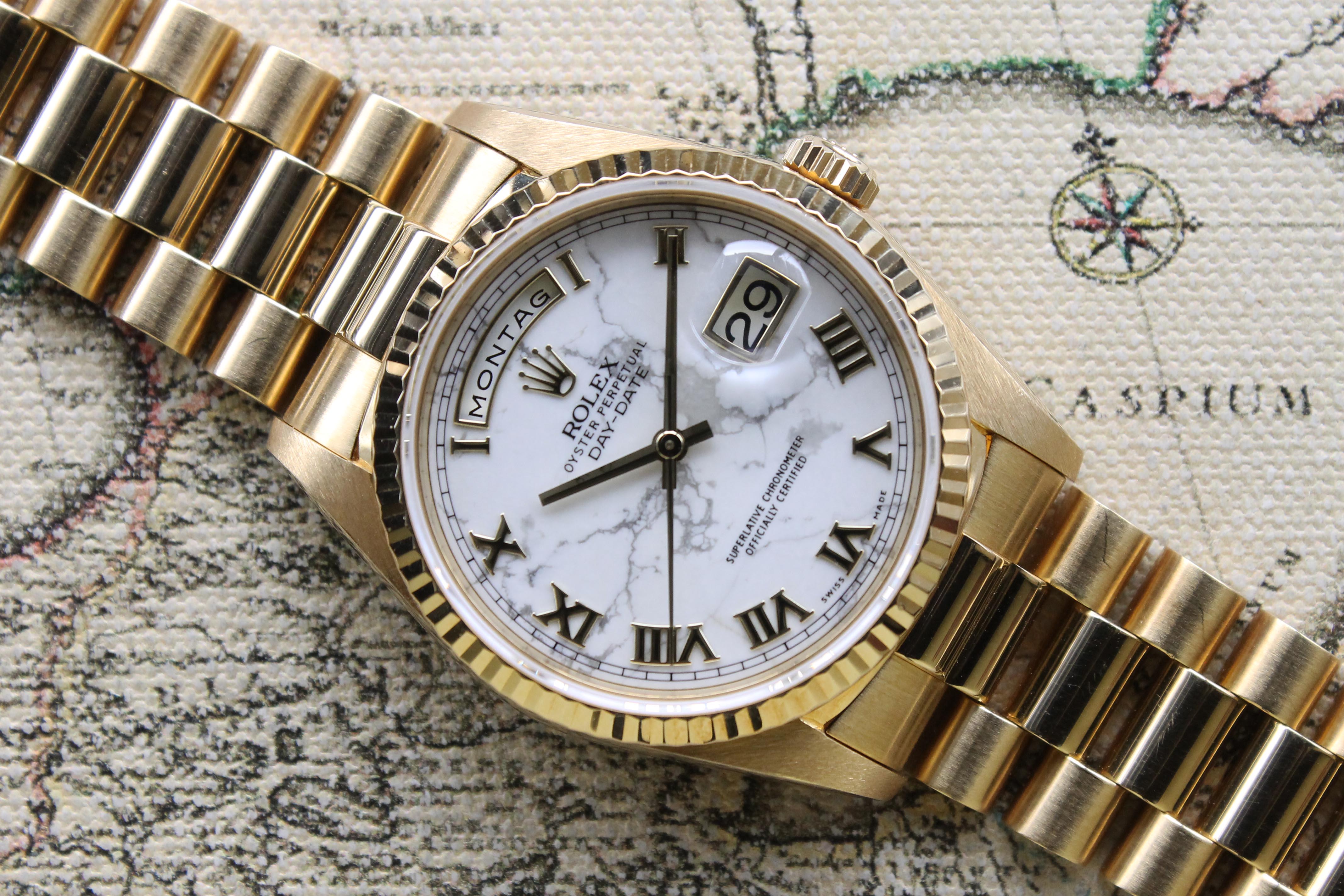 1991 Rolex Day Date Marble Dial Ref. 18238 (Full Set + RSC & Invoice)