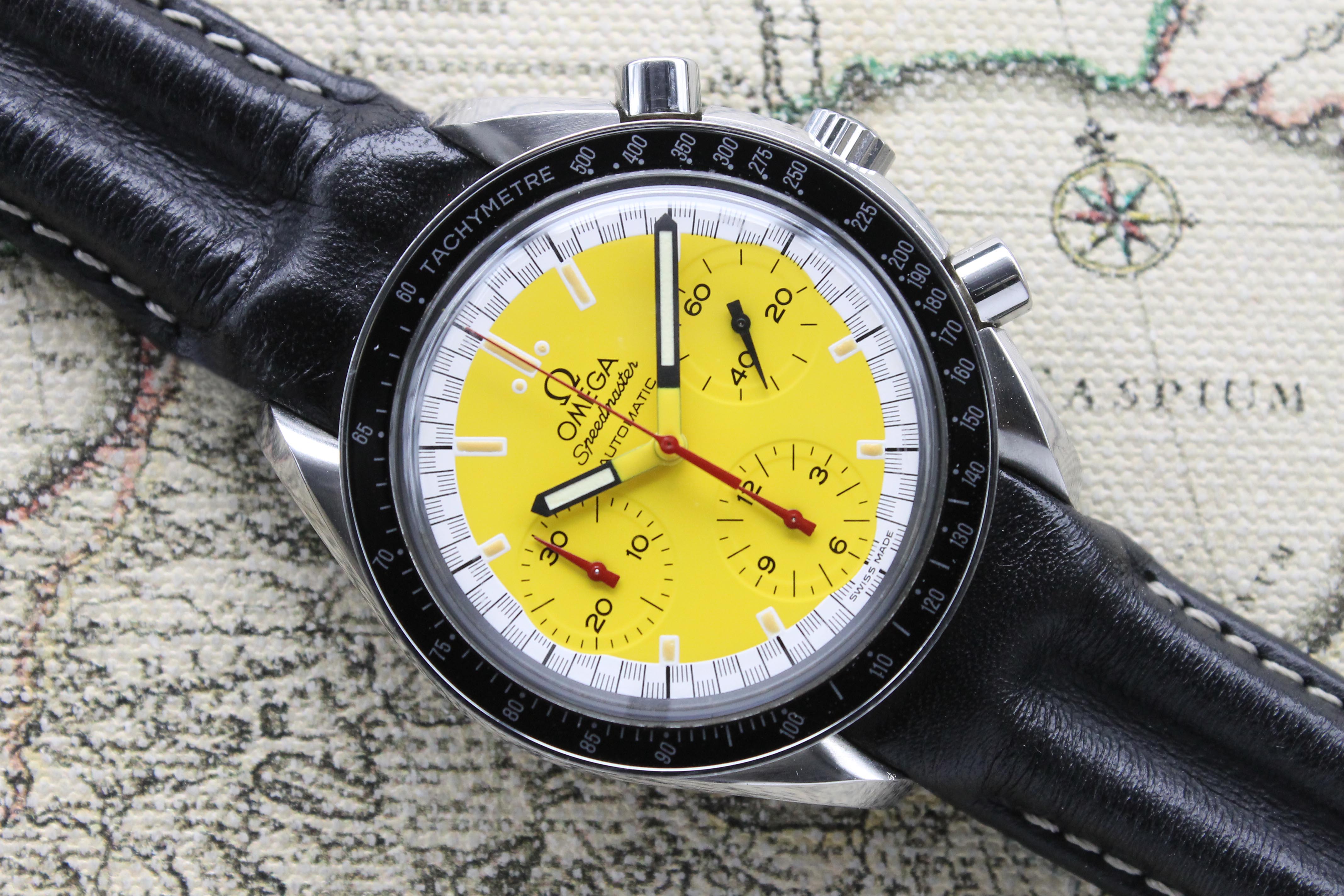 1997 Omega Speedmaster Schumacher Yellow Ref. 38101240 (Super Full Set)