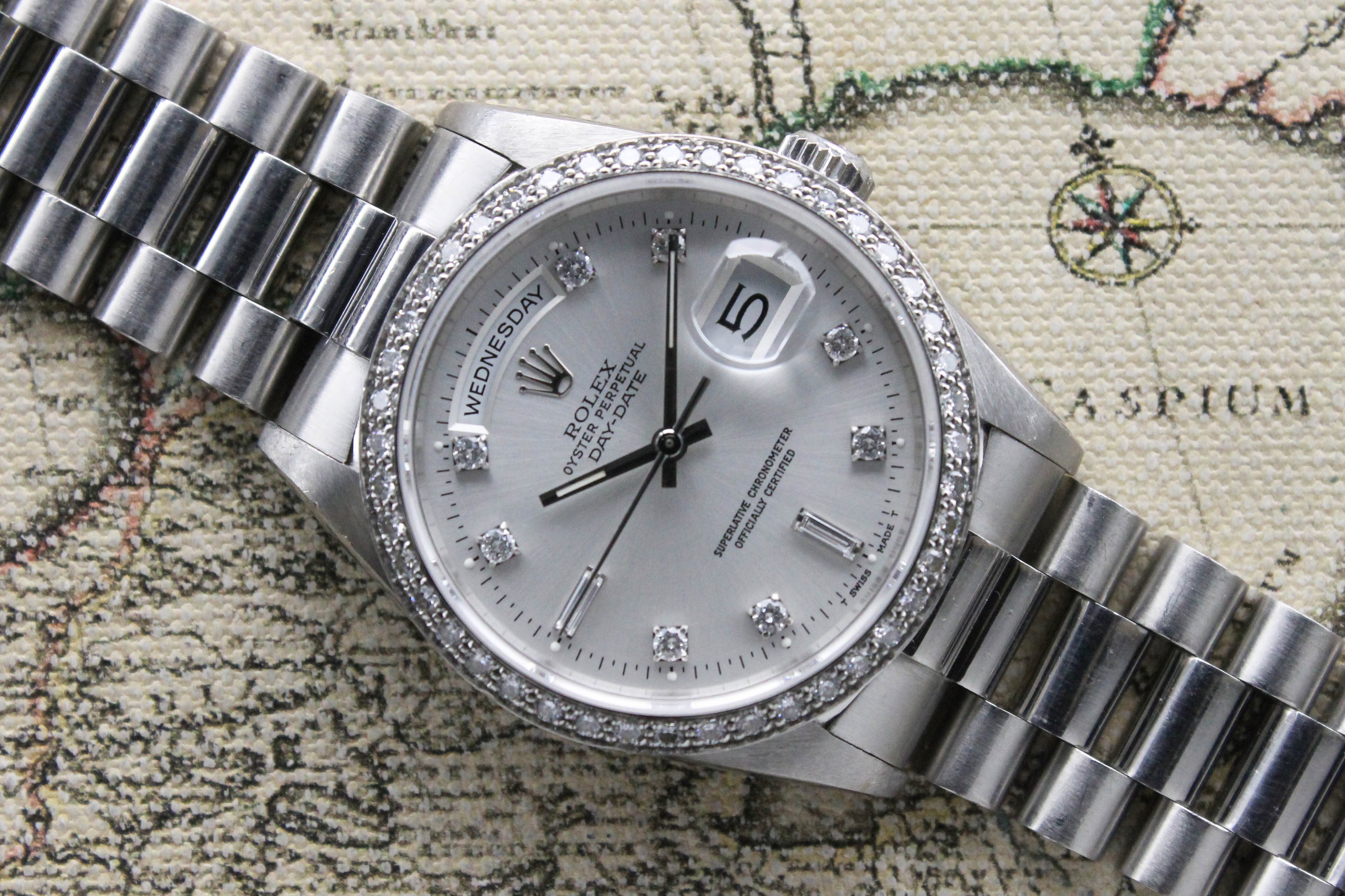 1989 Rolex Day Date Platinum Jumbo Diamond Dial Ref. 18346