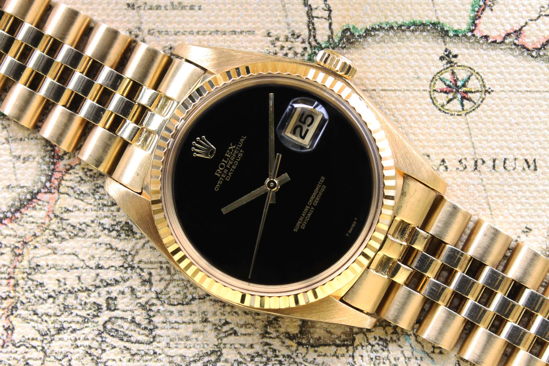 1975 Rolex Datejust 18K Onyx Dial Ref. 1601