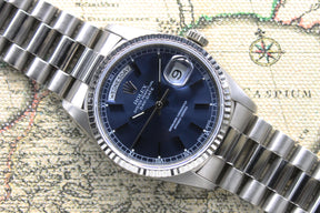 1990 Rolex Day Date Blue Dial Ref. 18239