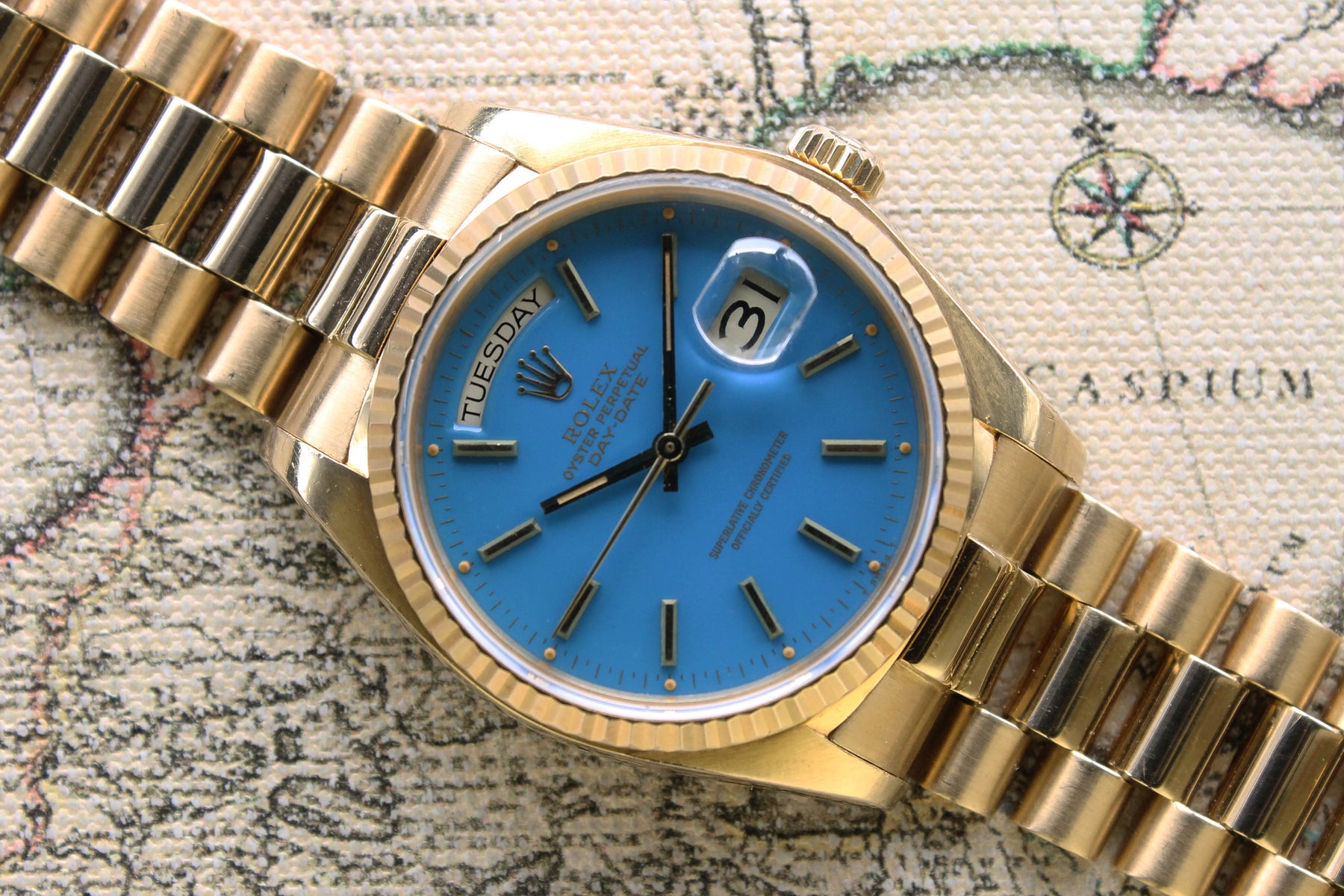 1978 Rolex Day Date Turquoise Stella Dial Ref. 18038