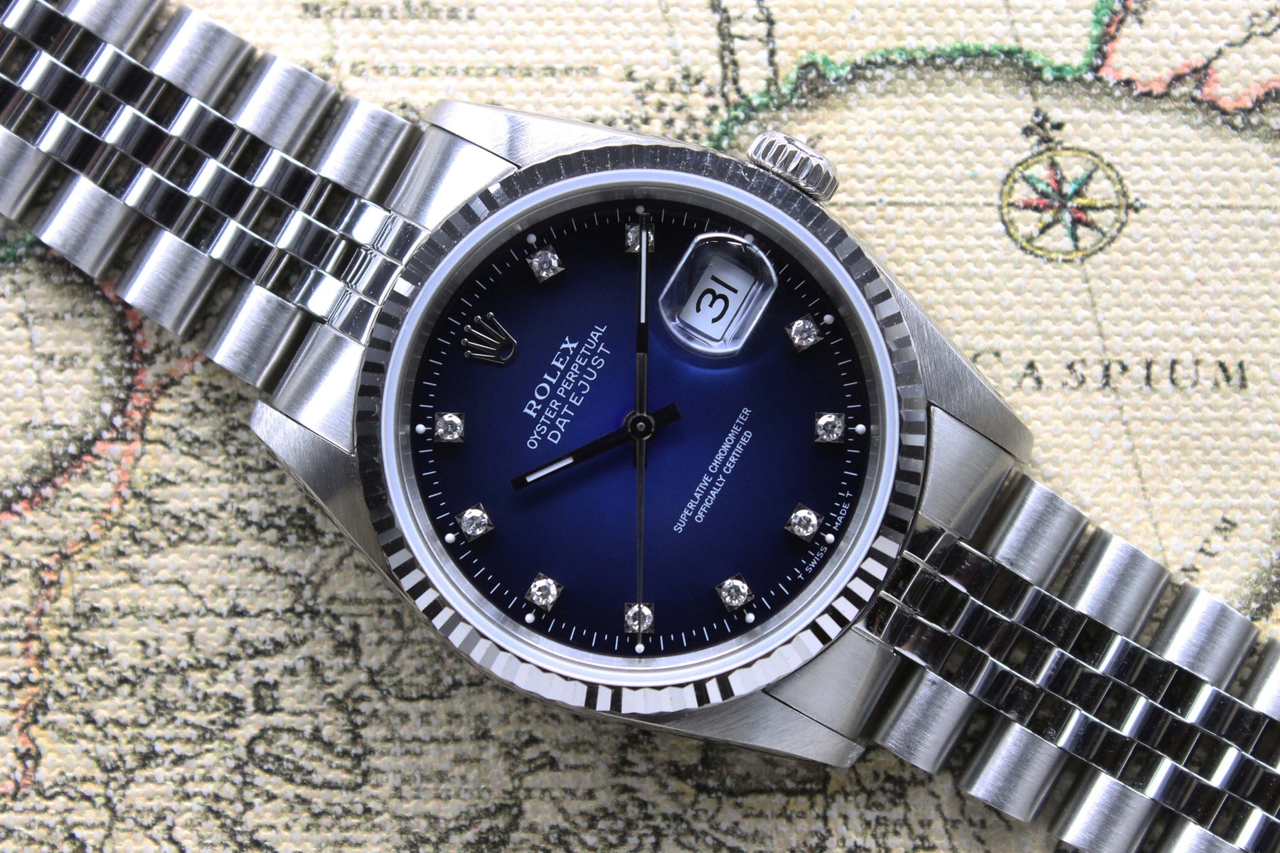 1991 Rolex Datejust Blue Vignette Diamond Dial Ref. 16234