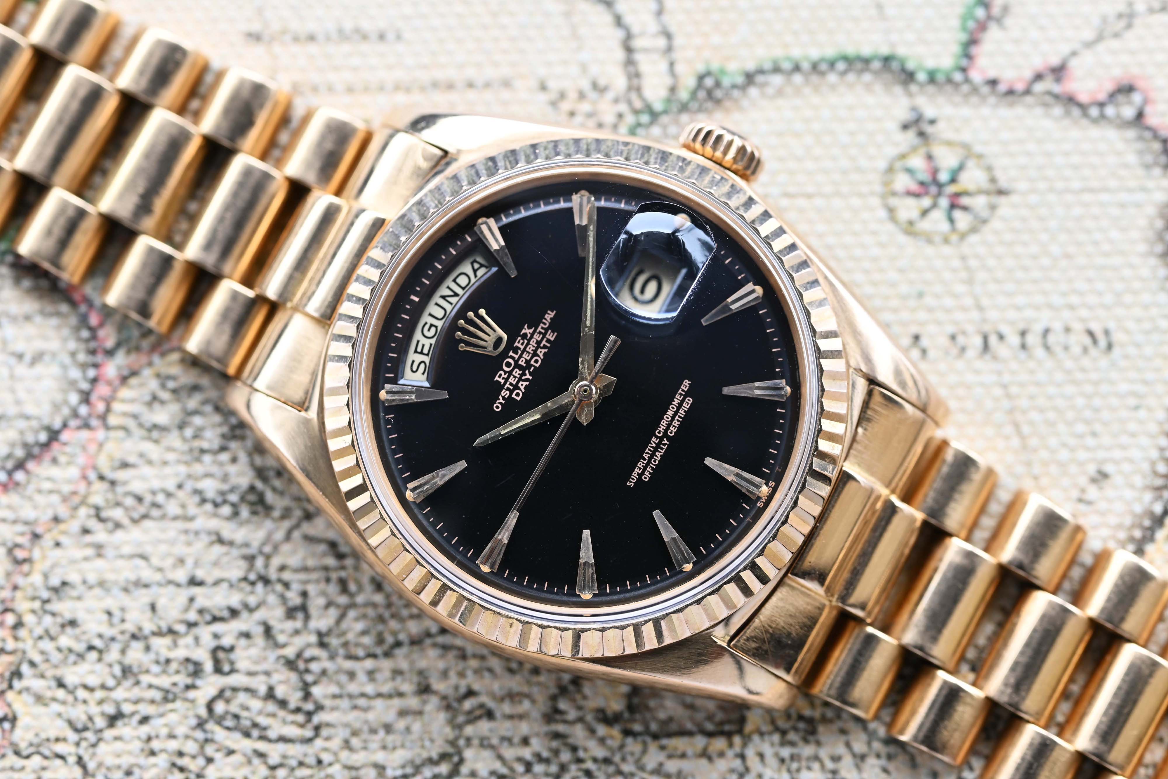 1964 Rolex Day Date Pink Gold Black Lacquer Dial Ref. 1803