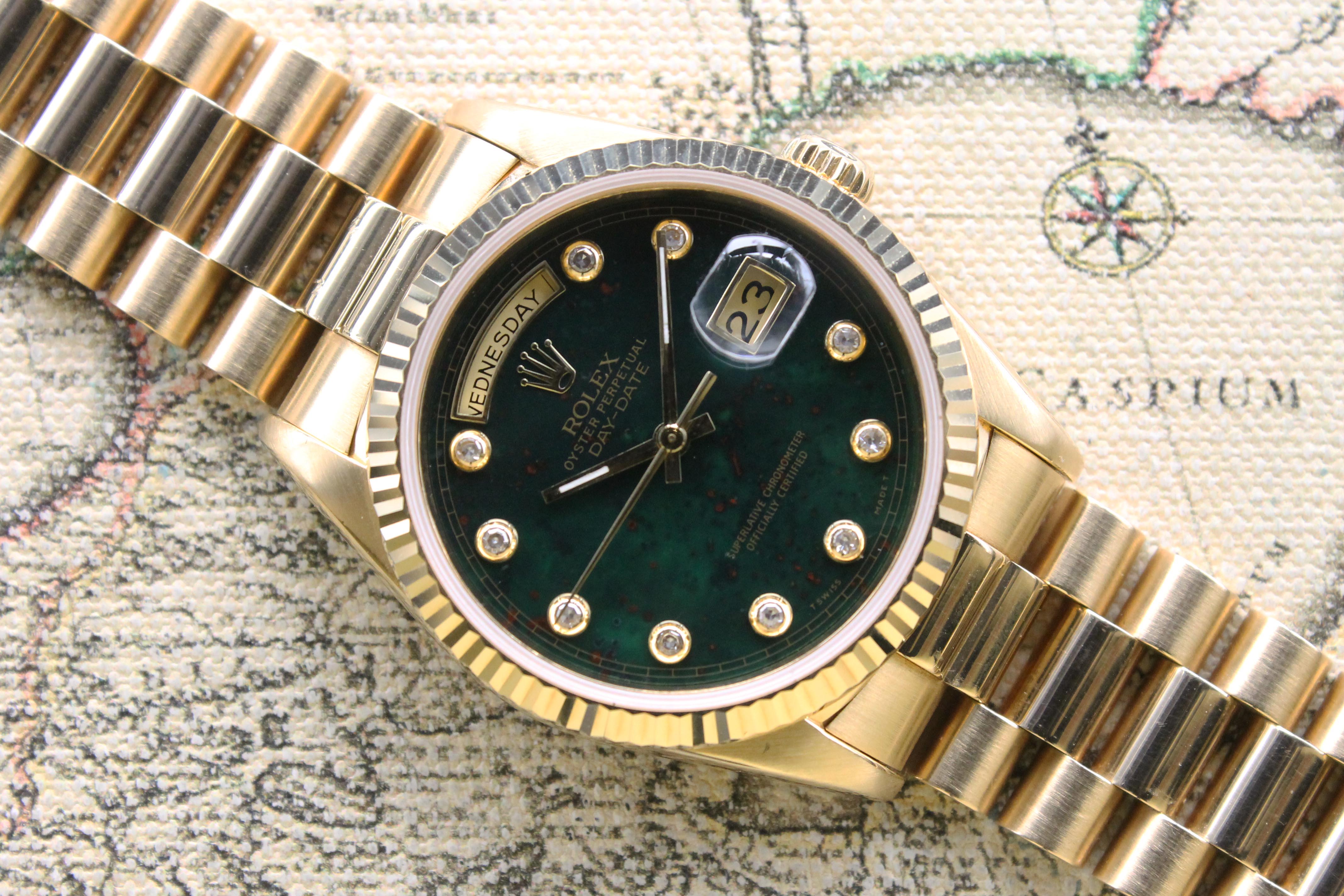 1993 Rolex Day Date Bloodstone Pinball Diamonds Ref. 18238