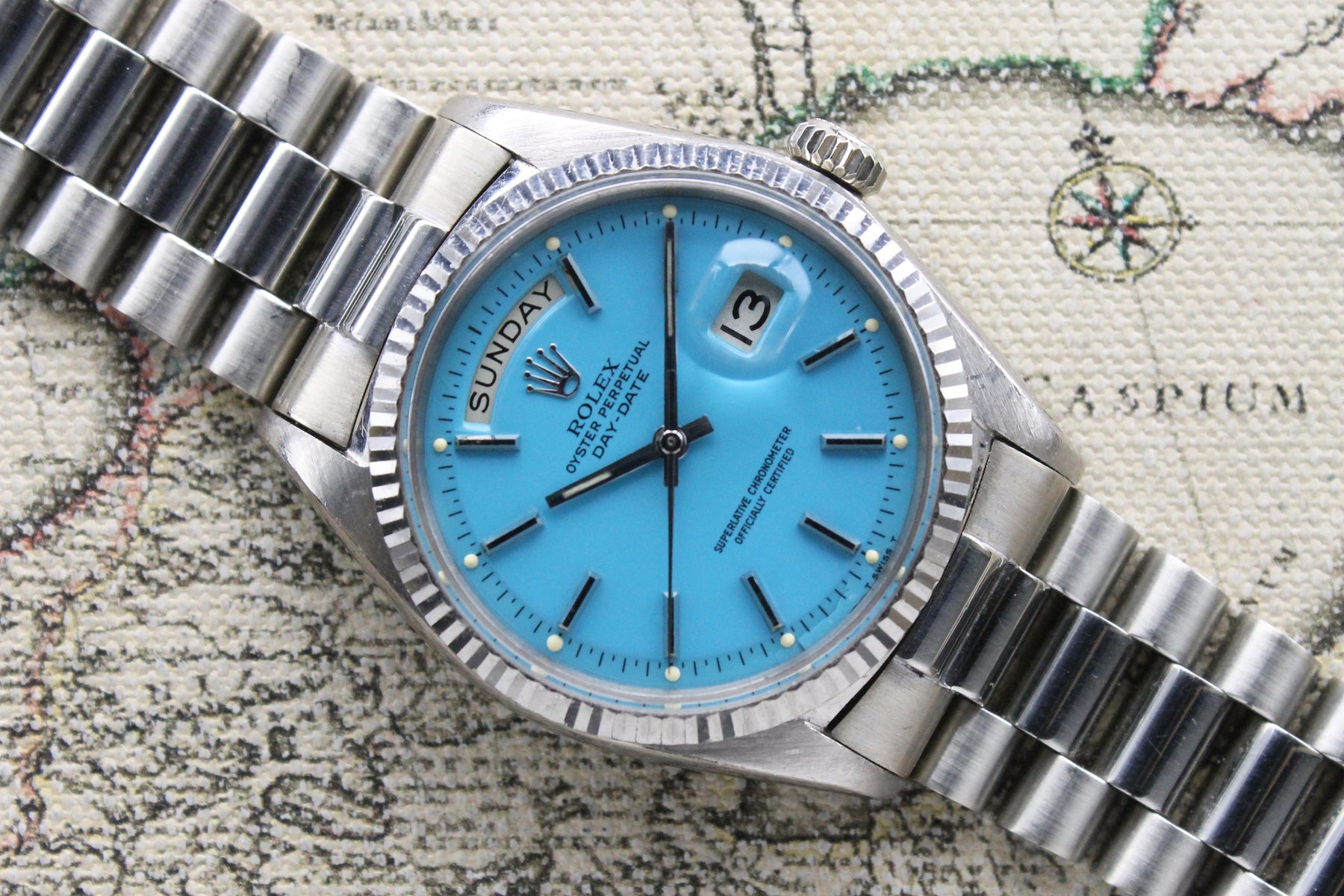 1967 Rolex Day Date WG Turquoise Stella Dial Ref. 1803