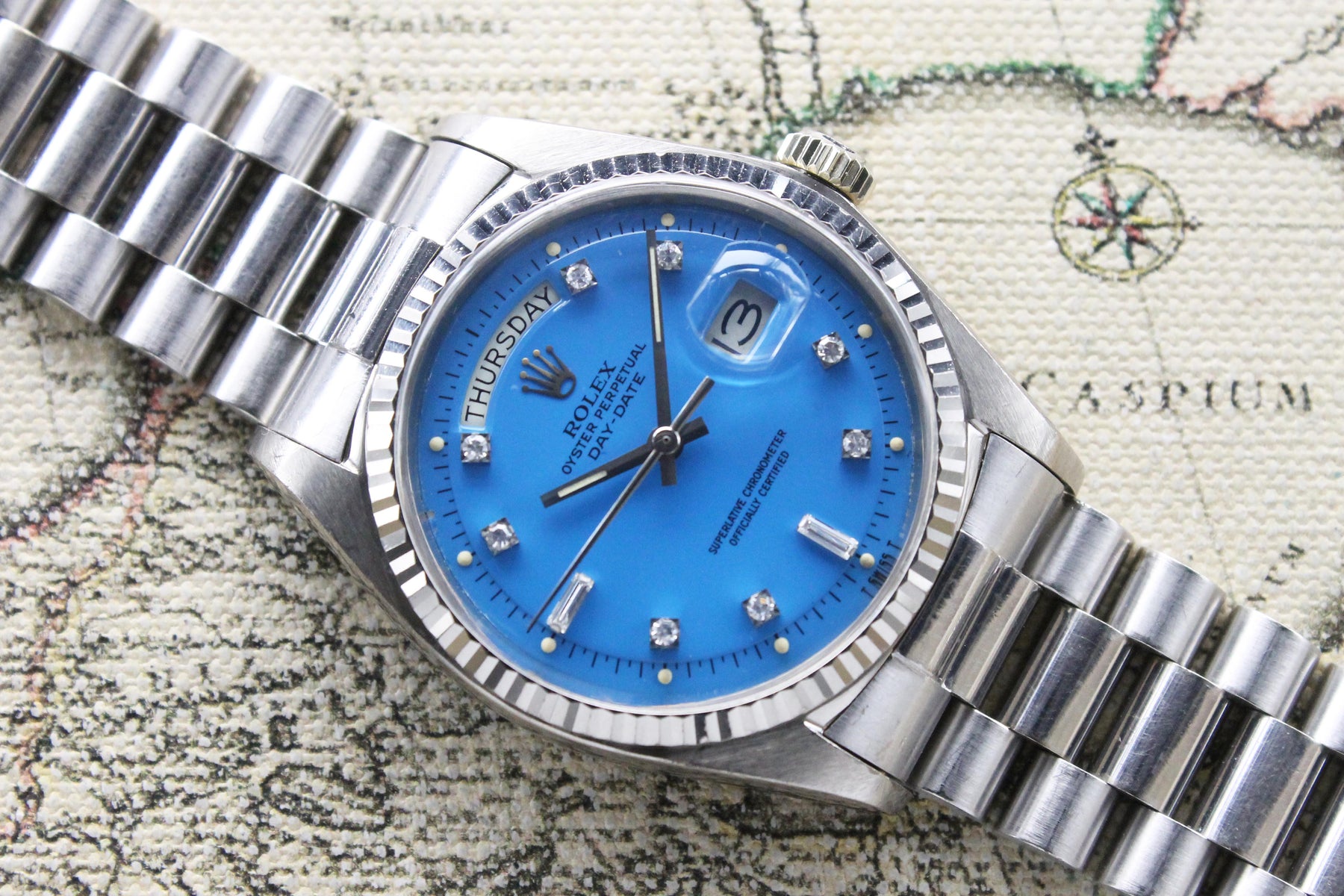 1978 Rolex Day Date Blue Stella Diamond Dial Ref. 1803