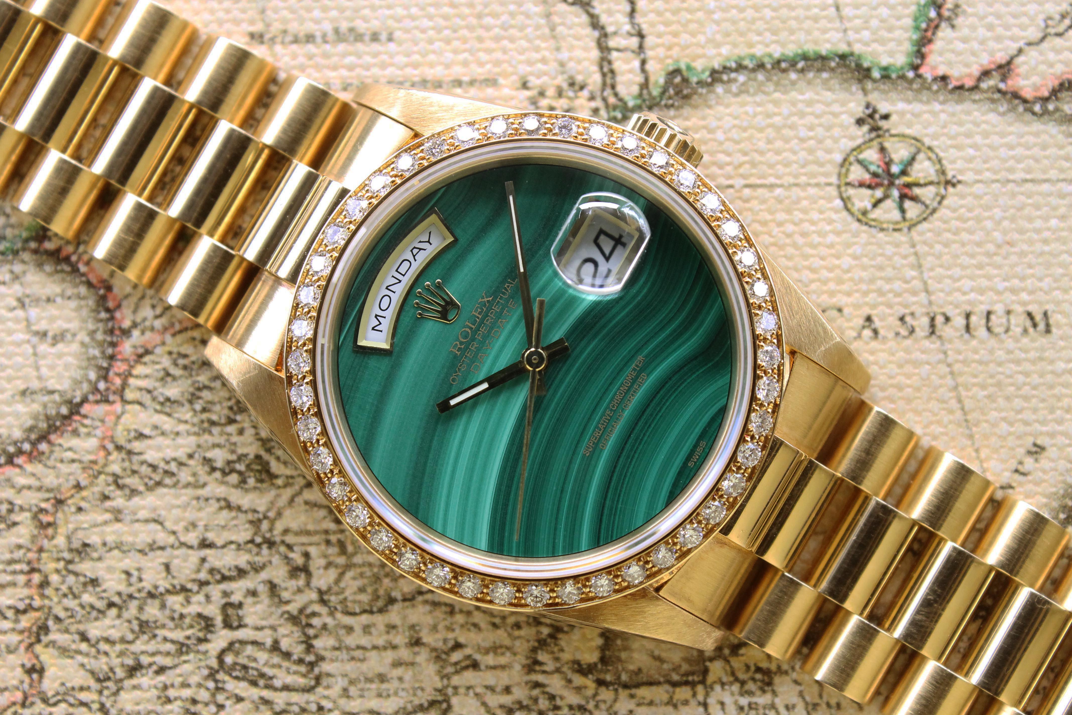 1990 Rolex Day Date Factory Malachite Dial Ref. 18348