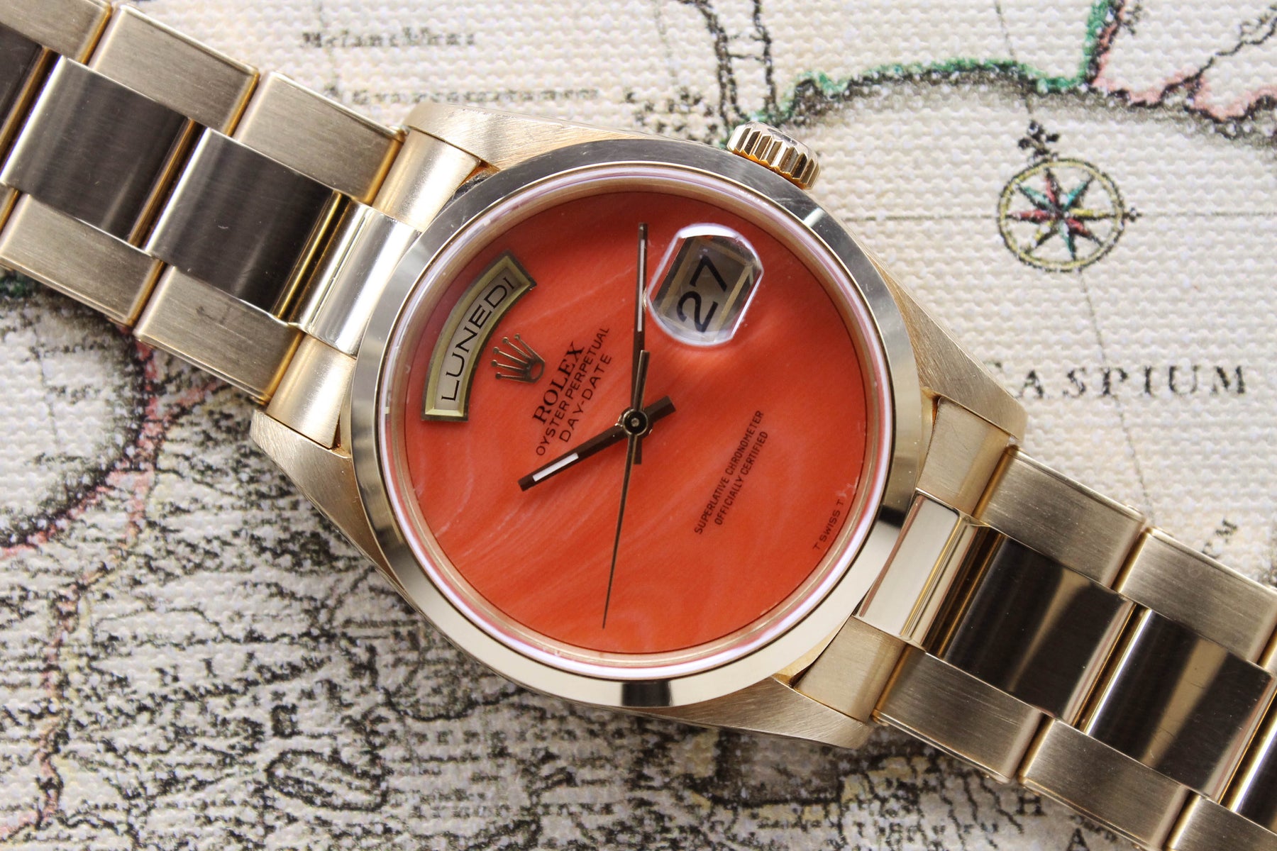 1999 Rolex Day Date Coral Ref. 18208 (with Papers) - Price on Request