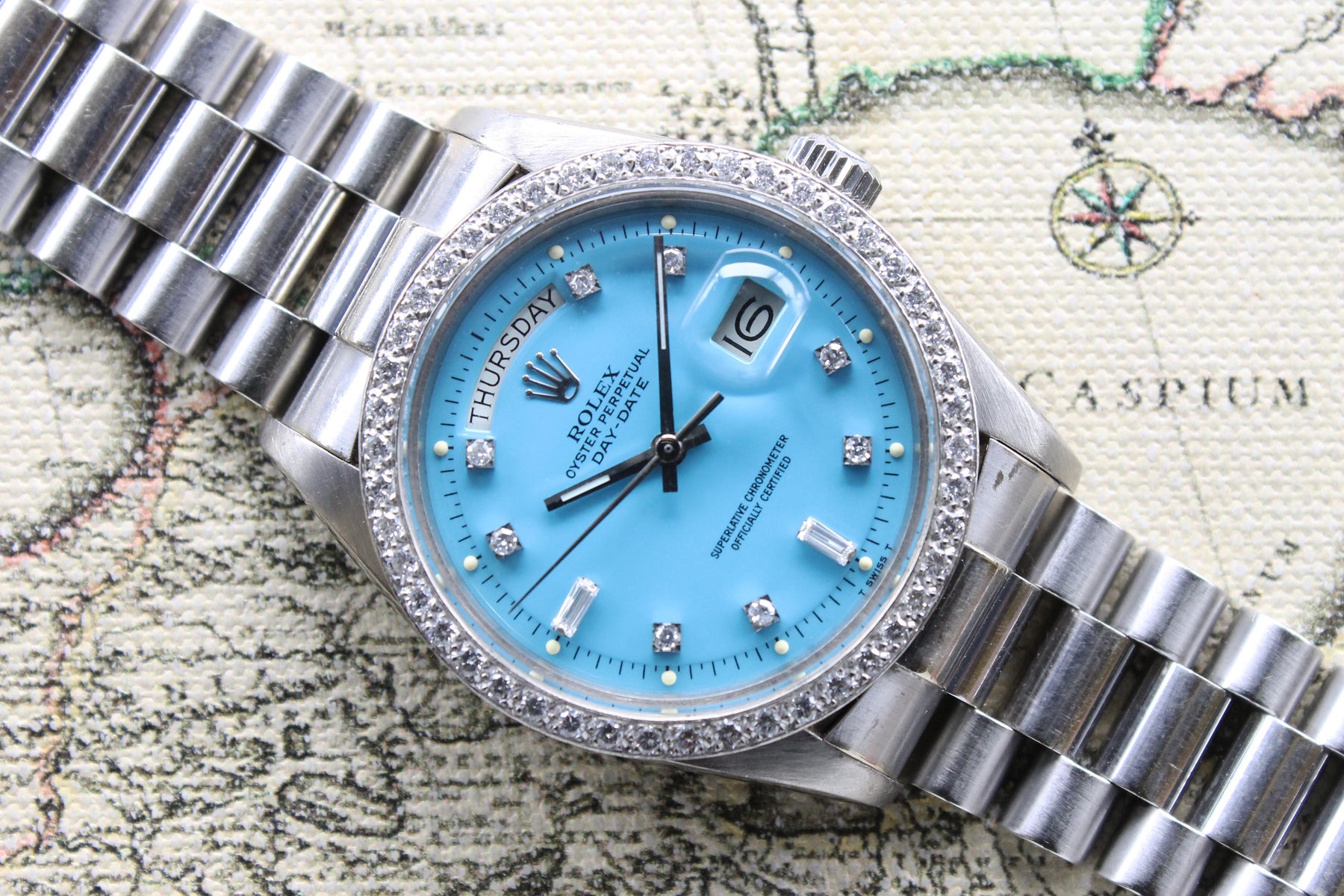 1978 Rolex Day Date Turquoise Stella Diamond Dial Ref. 1804