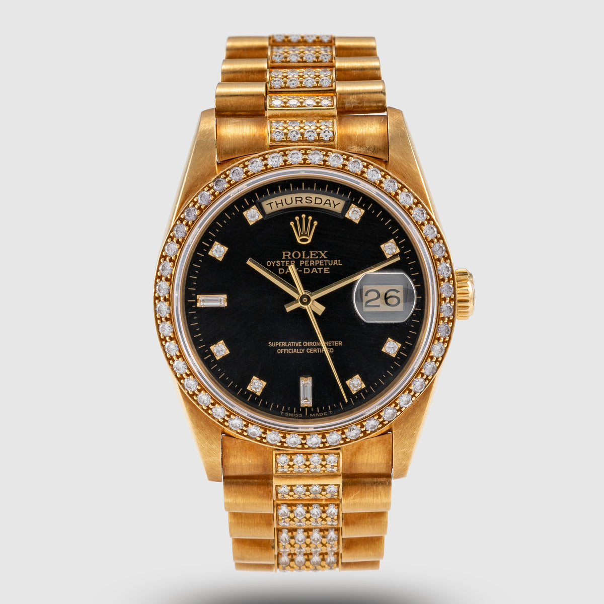 1990 Rolex Day Date with Factory Set Diamonds Ref. 18348