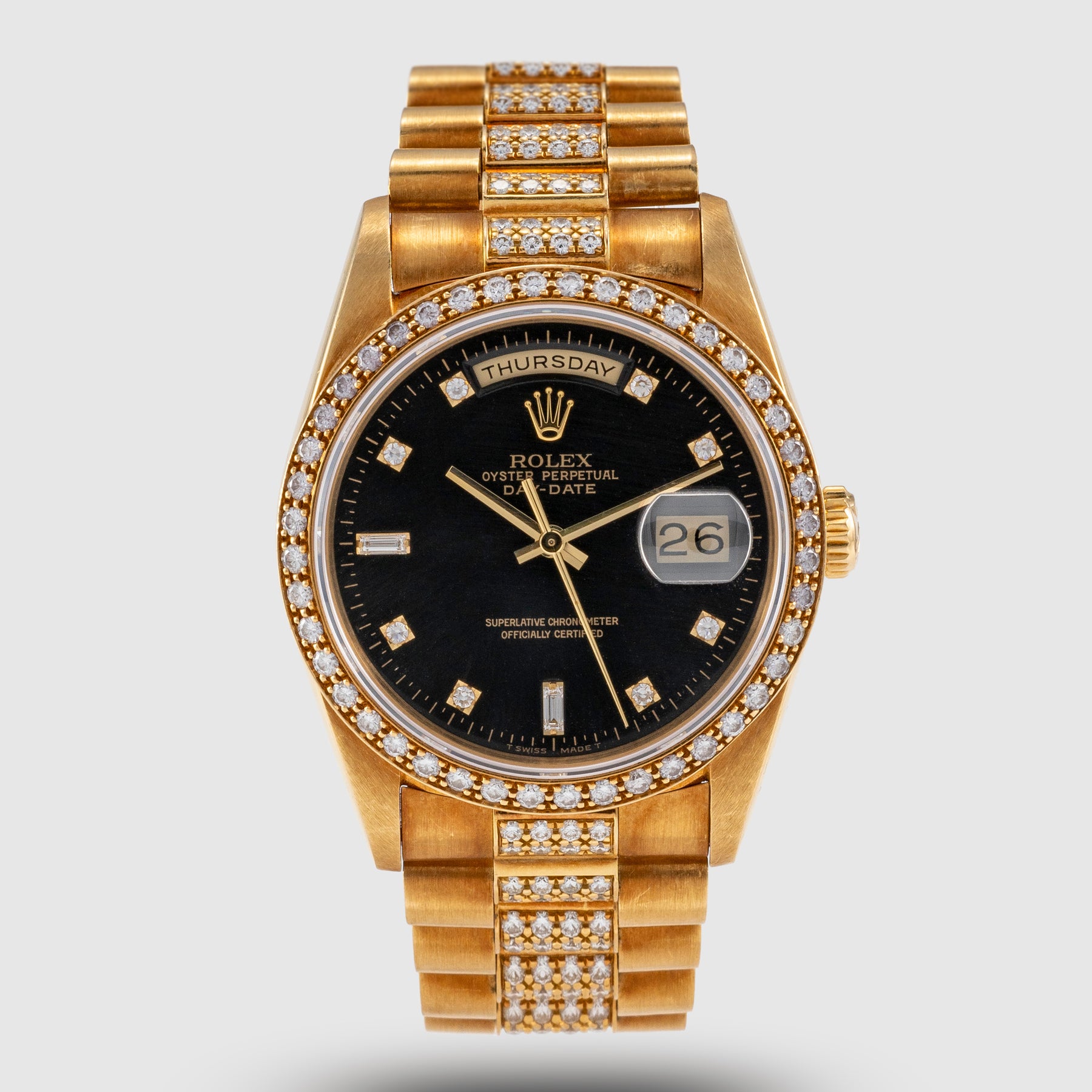 1990 Rolex Day Date with Factory Set Diamonds Ref. 18348