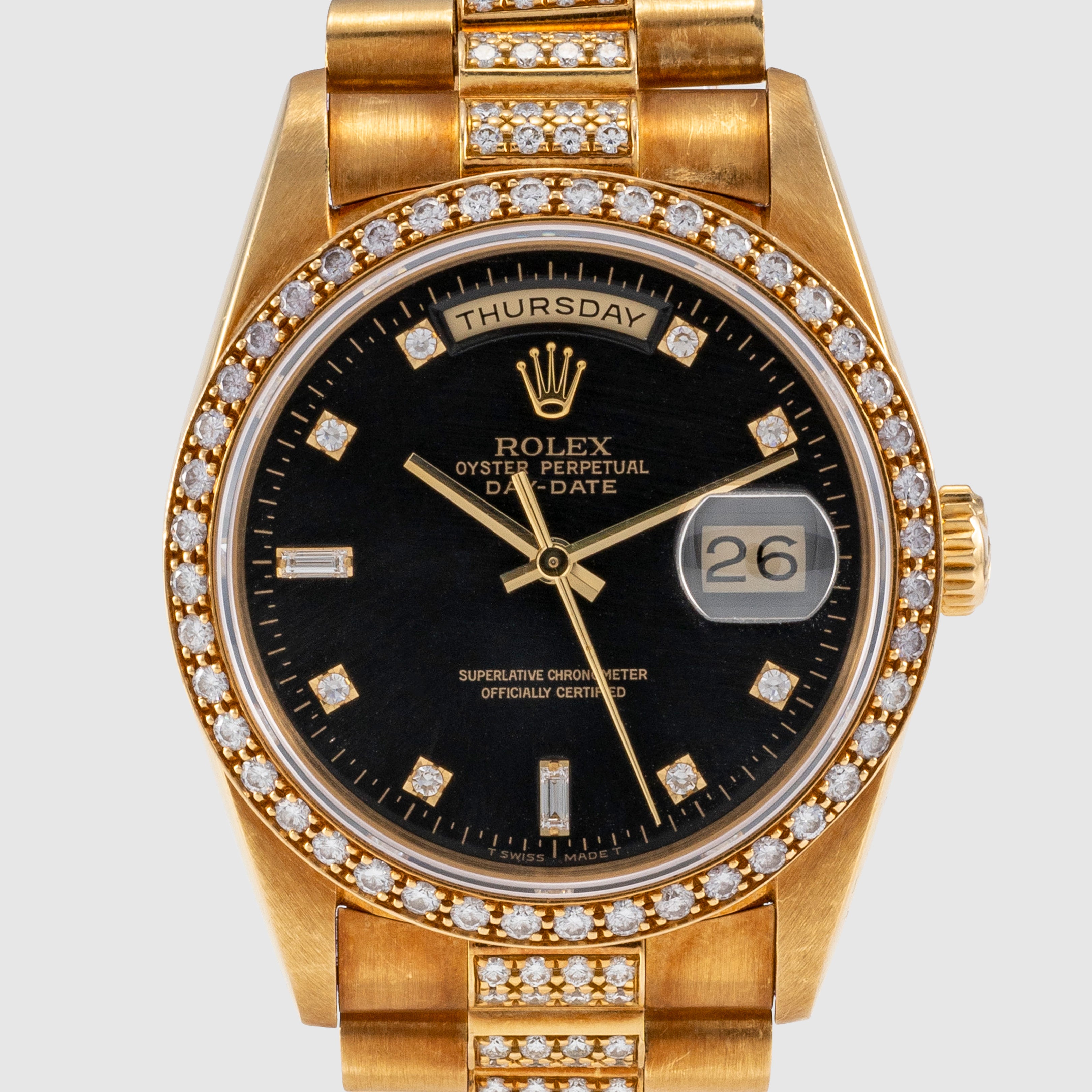 1990 Rolex Day Date with Factory Set Diamonds Ref. 18348