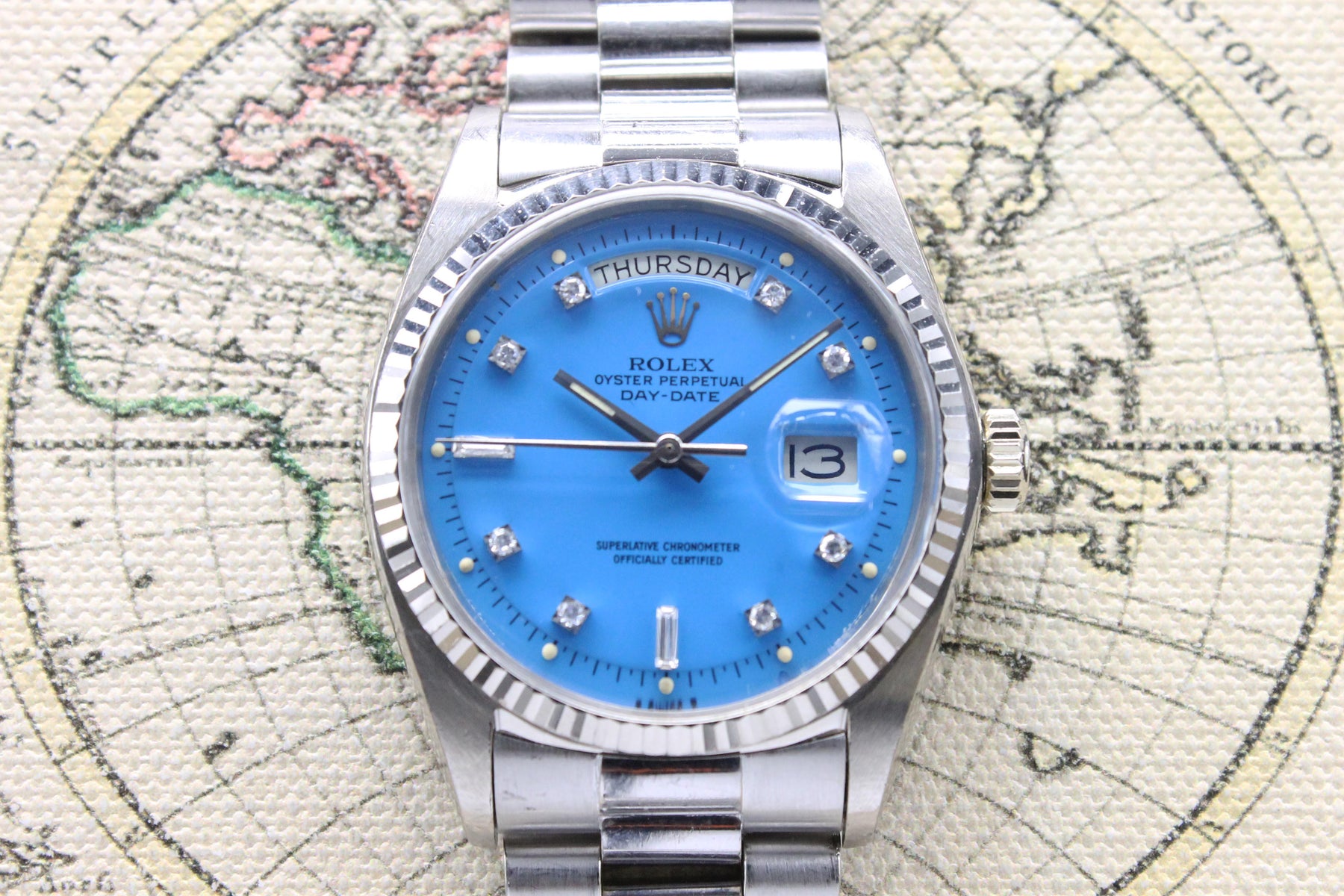 1978 Rolex Day Date Blue Stella Diamond Dial Ref. 1803