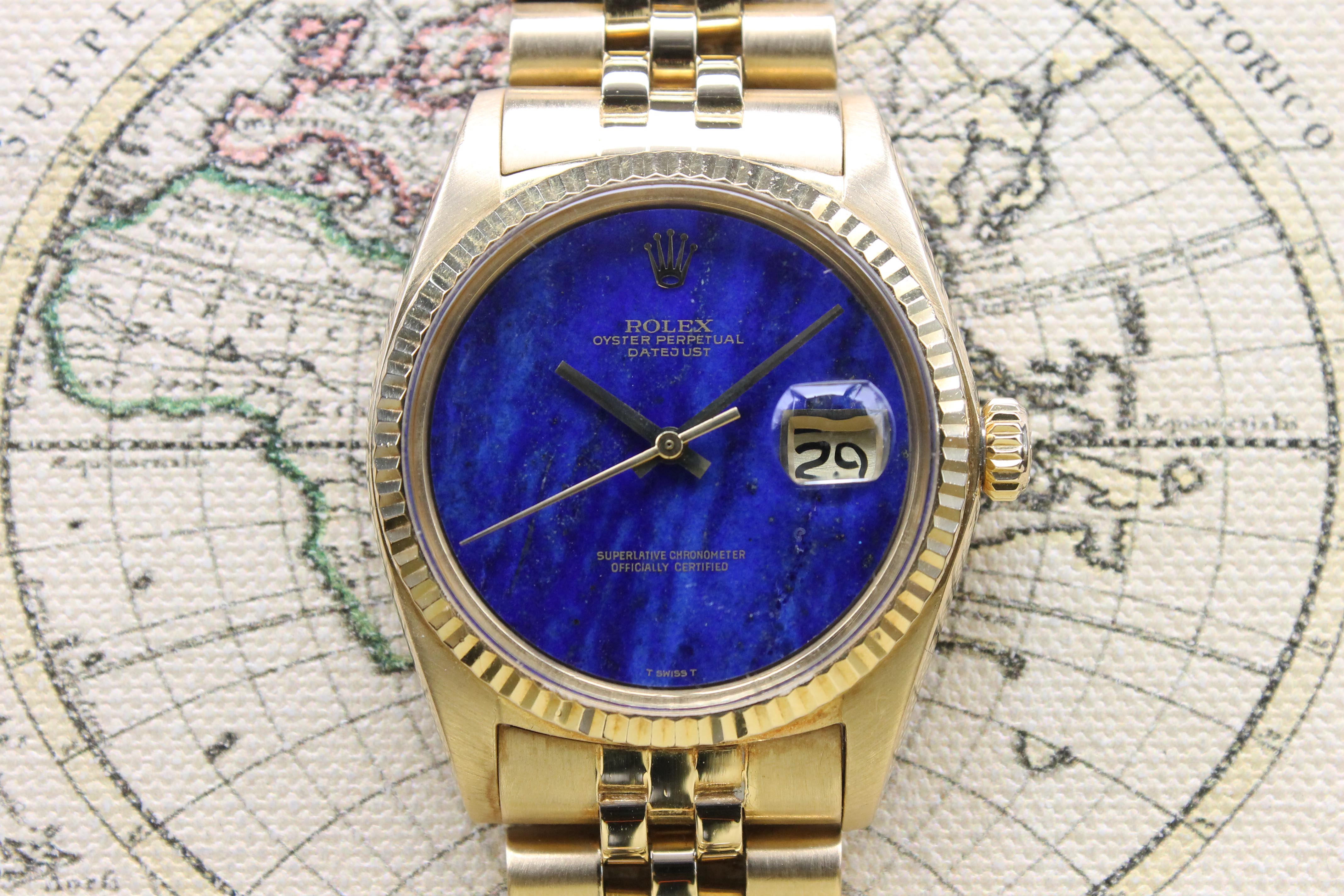 1974 Rolex Datejust 18K Rare Lapis Dial Ref. 1601