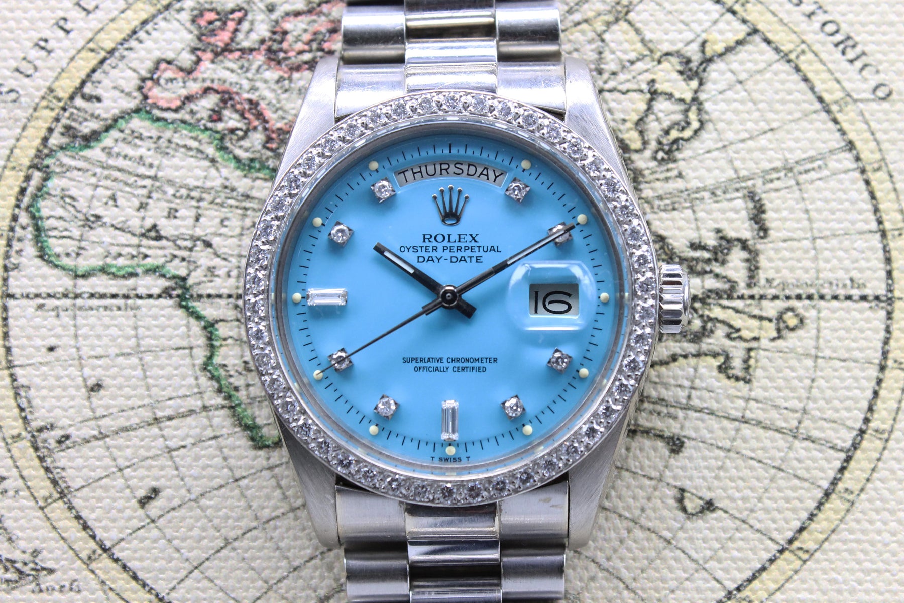 1978 Rolex Day Date Turquoise Stella Diamond Dial Ref. 1804