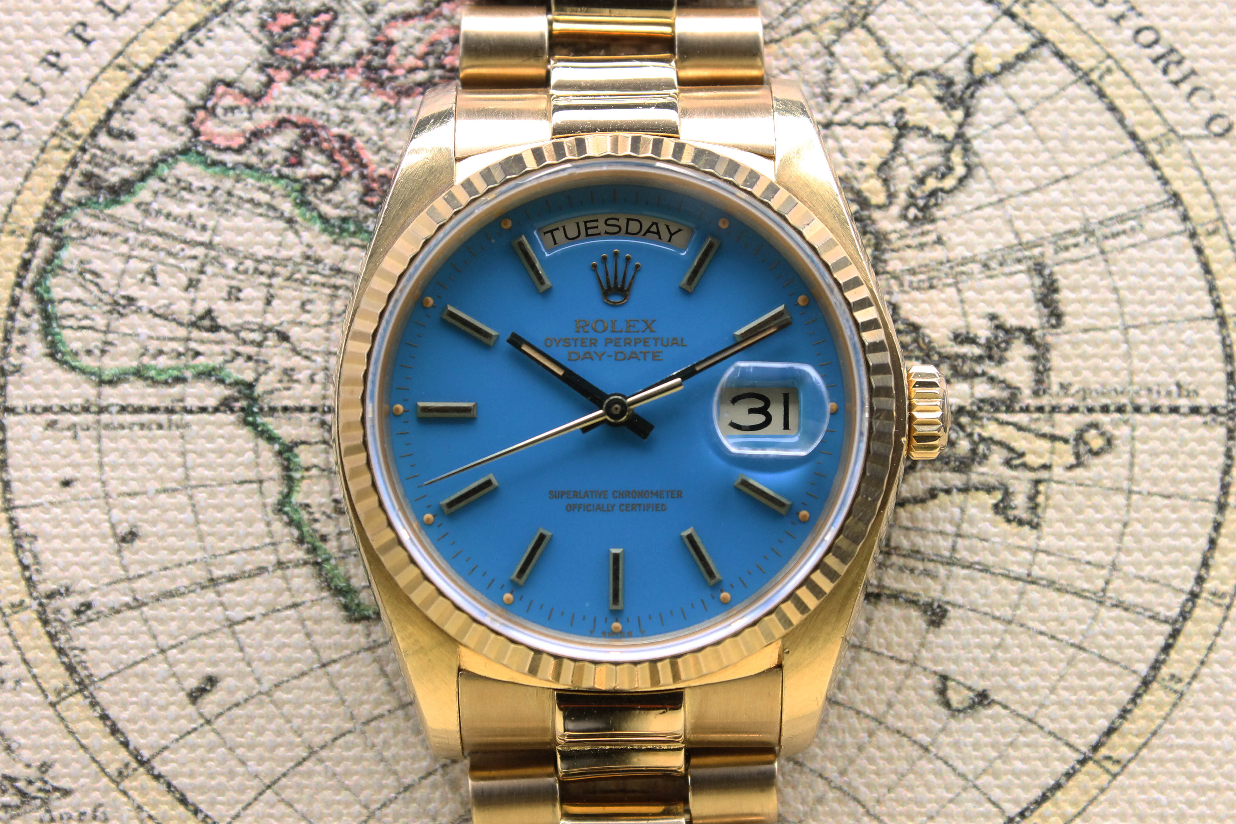 1978 Rolex Day Date Turquoise Stella Dial Ref. 18038