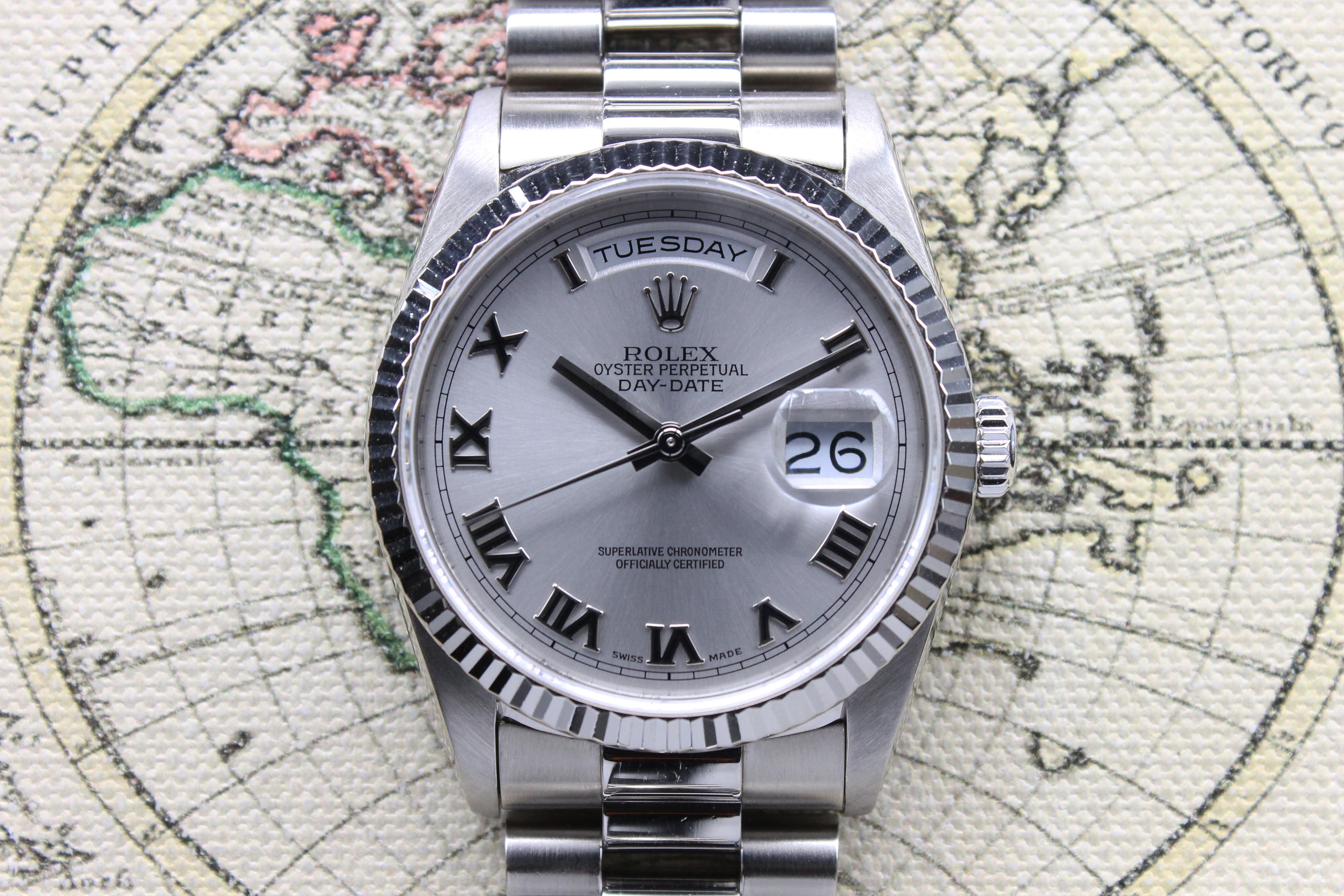 1989 Rolex Day Date 18K WG Rhodium Dial Ref. 18239