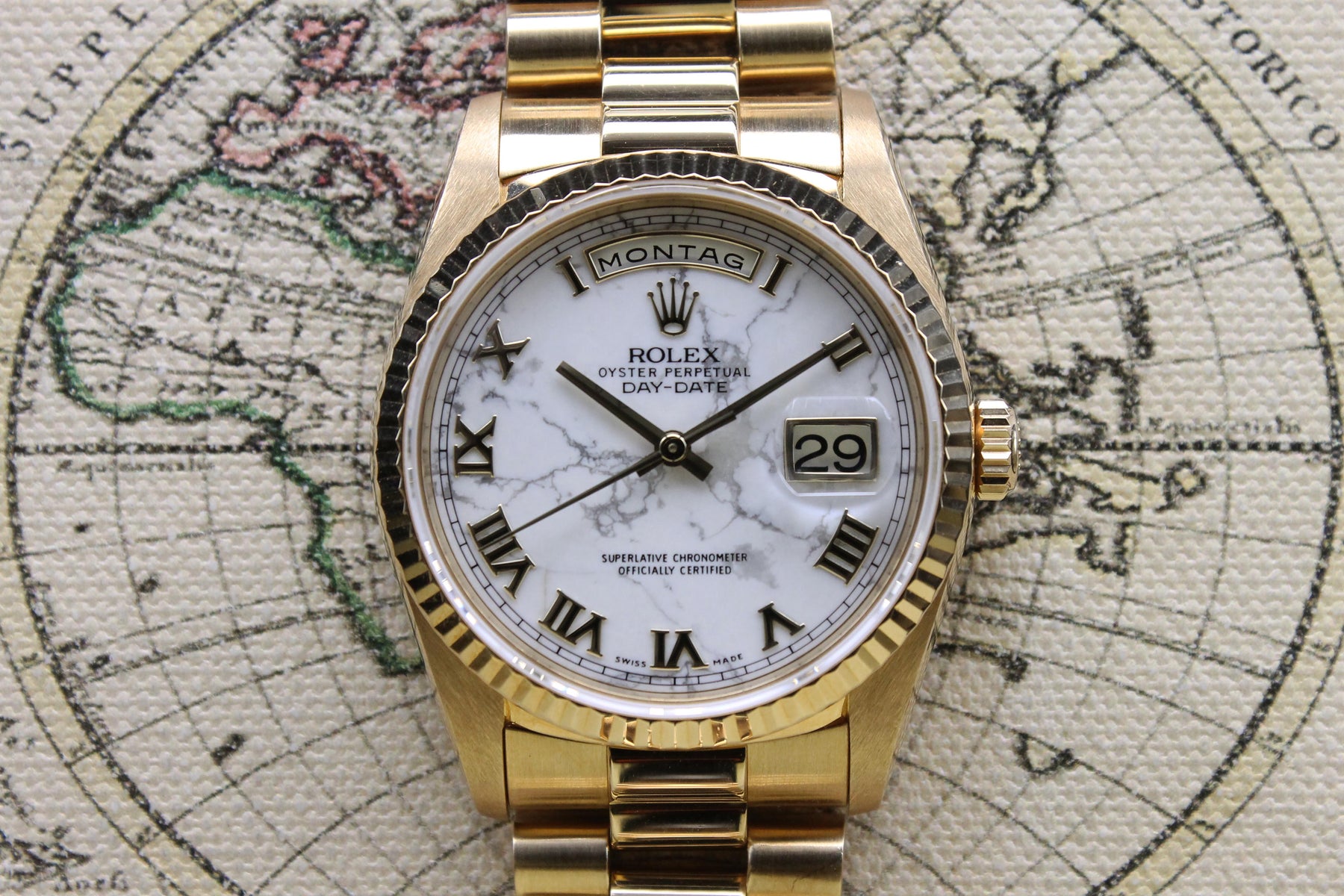 1991 Rolex Day Date Marble Dial Ref. 18238 (Full Set + RSC & Invoice)