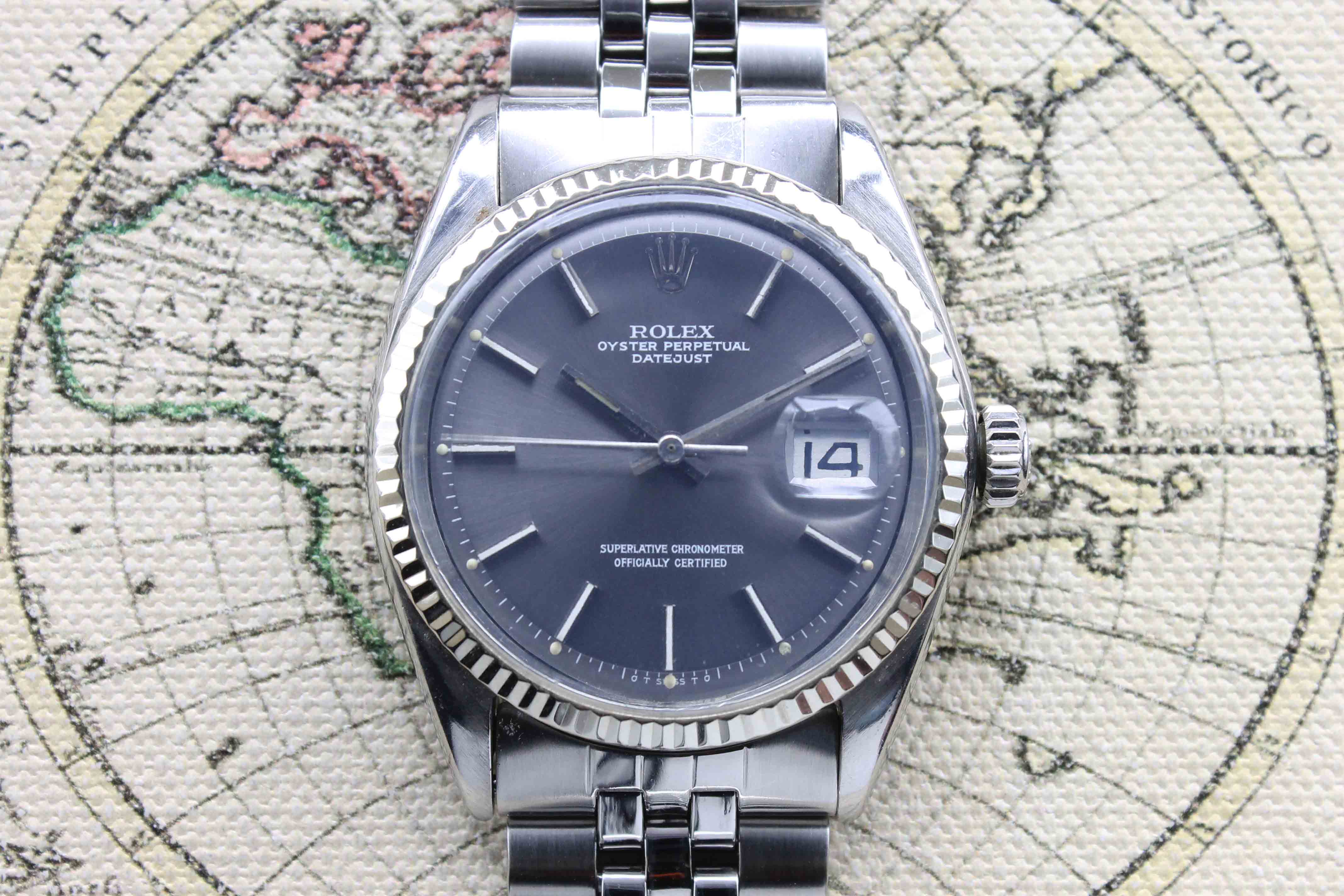 1973 Rolex Datejust Grey Dial St/WG Ref. 1601 (with Certificate)