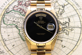 1989 Rolex Day Date Onyx NOS Ref. 18238 (Full Set)