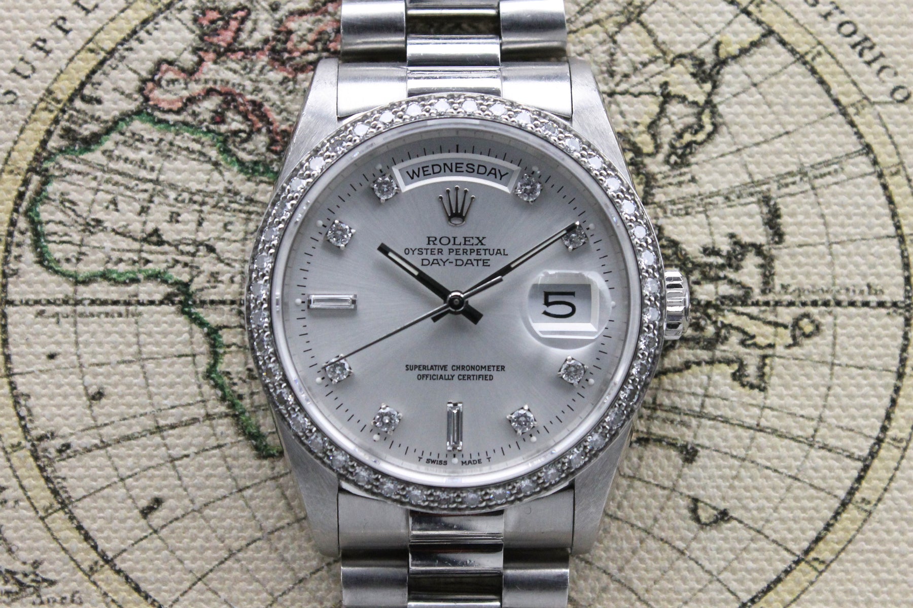 1989 Rolex Day Date Platinum Jumbo Diamond Dial Ref. 18346