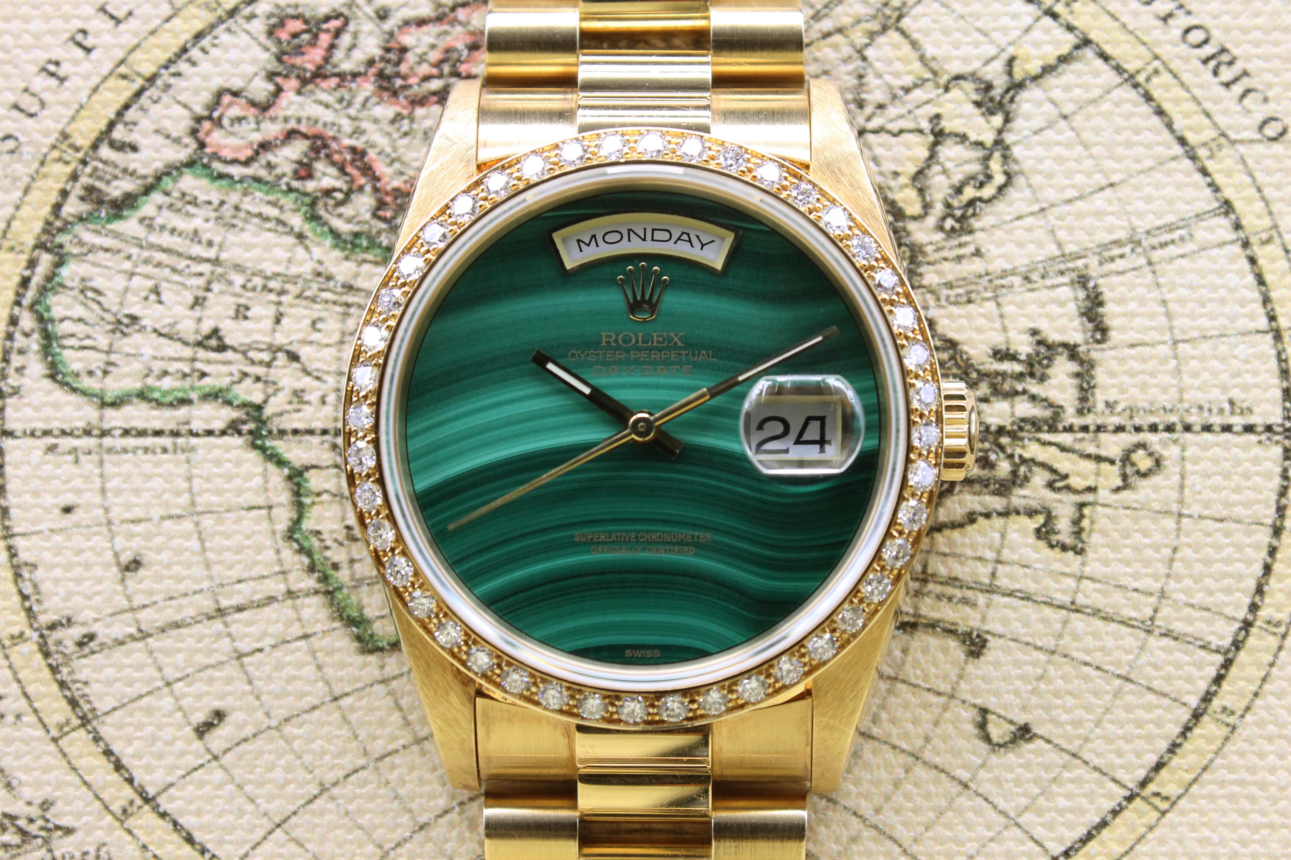 1990 Rolex Day Date Factory Malachite Dial Ref. 18348