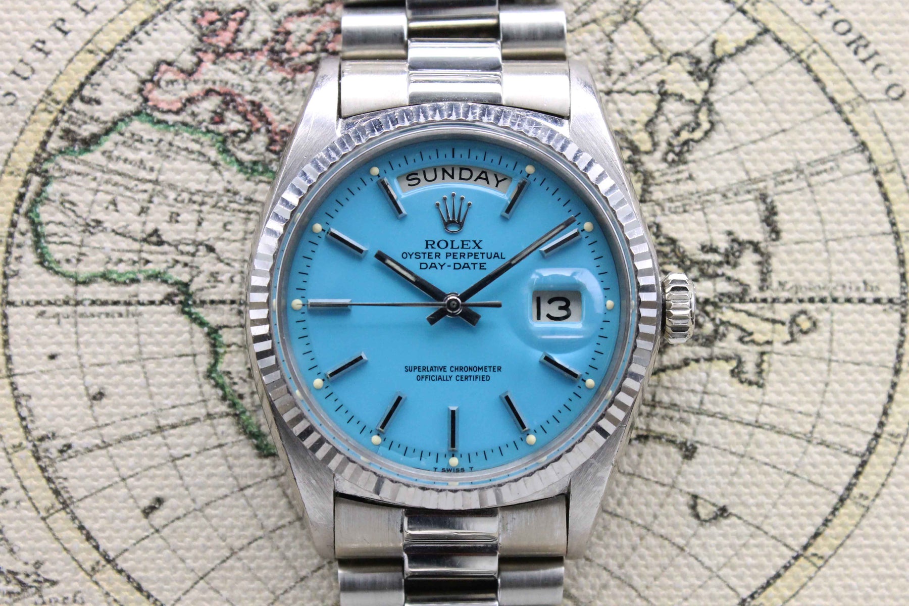 1967 Rolex Day Date WG Turquoise Stella Dial Ref. 1803