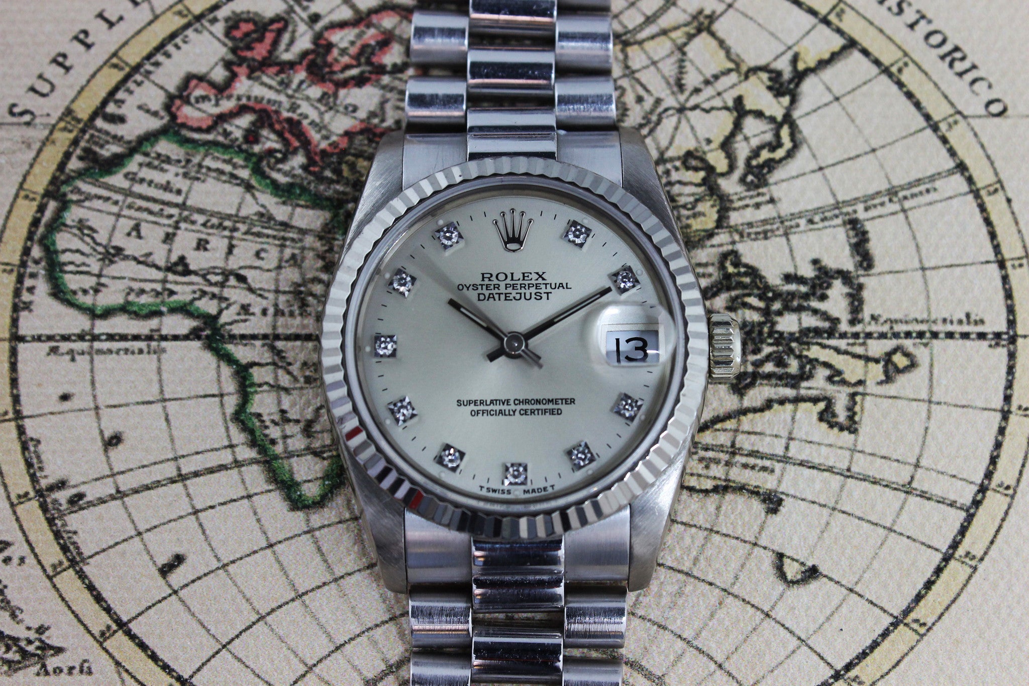 1991 - Rolex Datejust WG with Diamond Dial (With Box) - Momentum Dubai