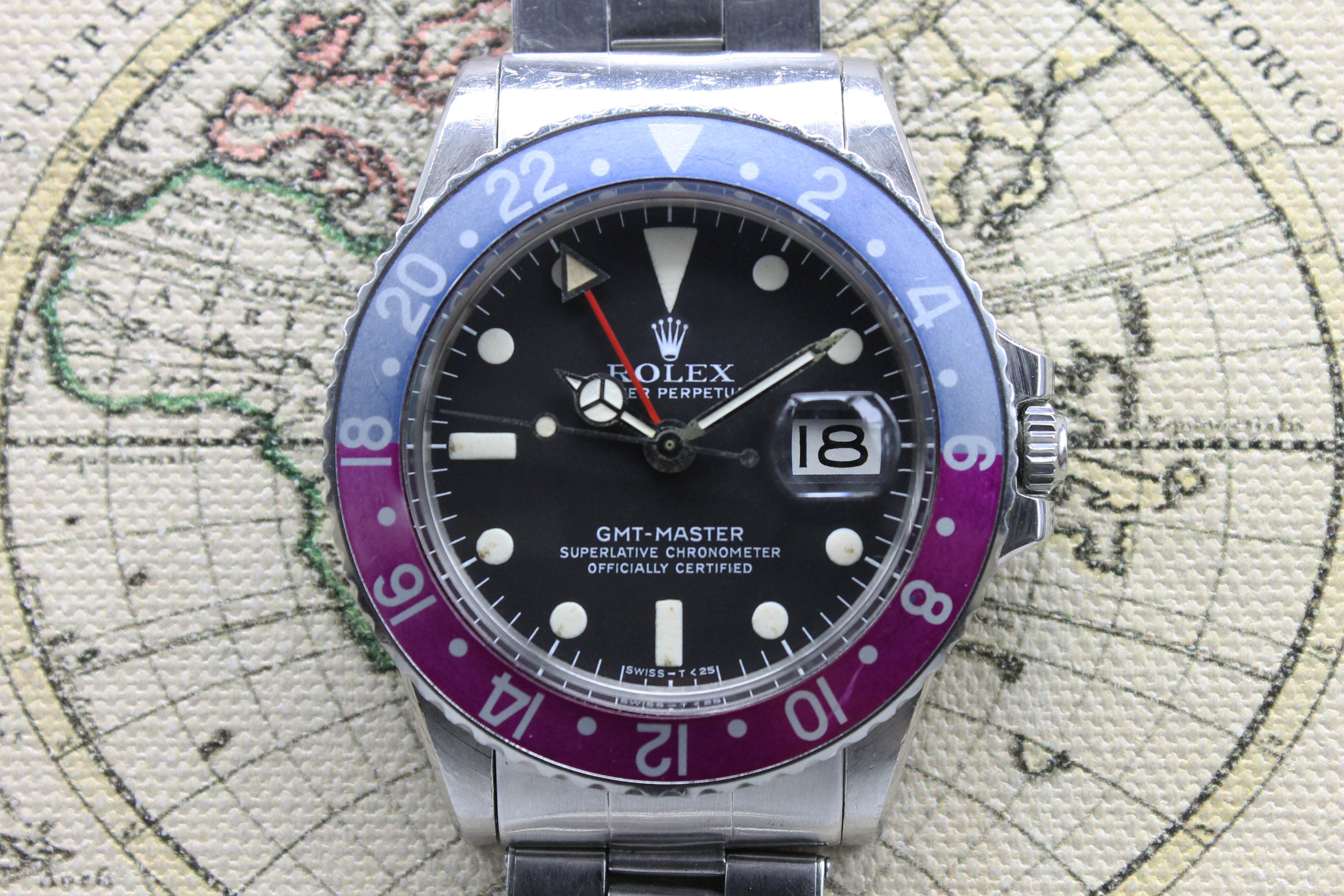 1972 Rolex GMT Master MK4 Unpolished Fuchsia Insert Ref. 1675