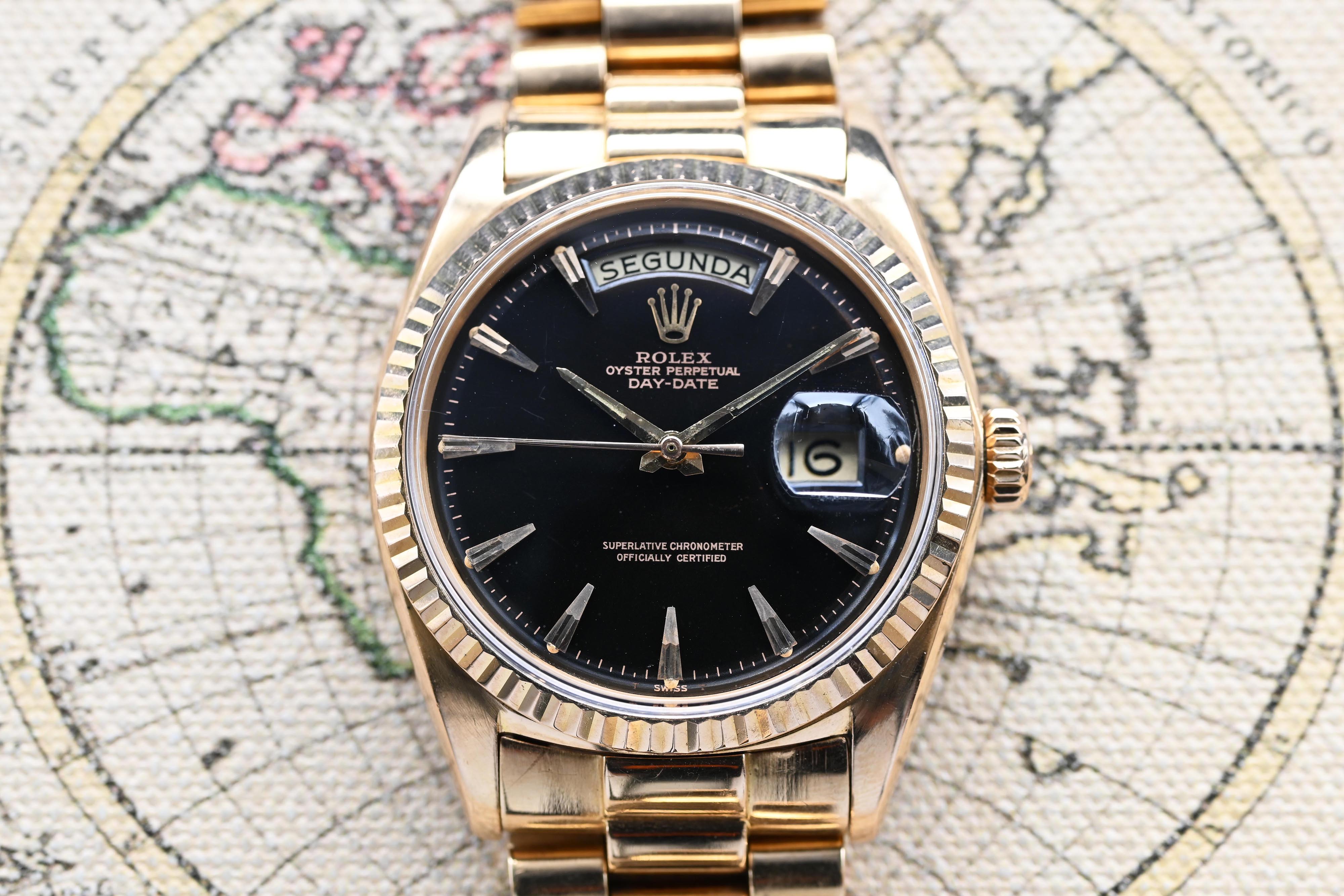 1964 Rolex Day Date Pink Gold Black Lacquer Dial Ref. 1803