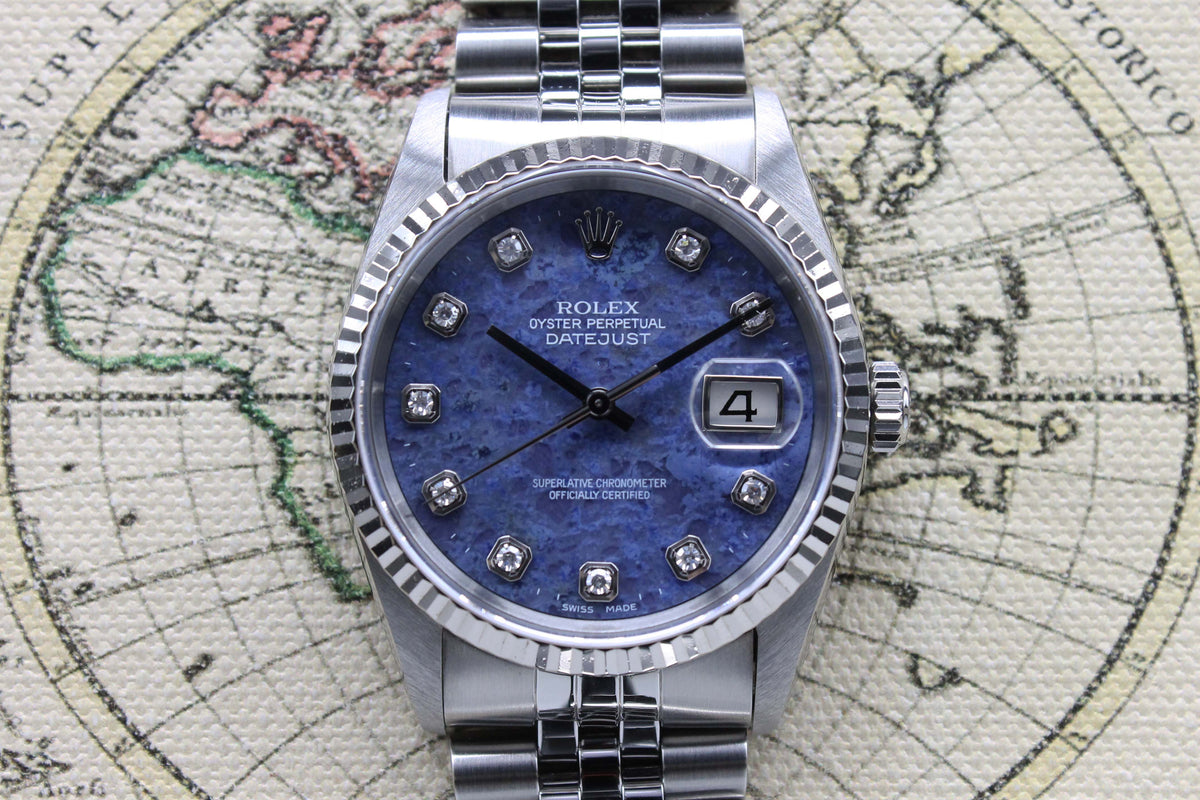 1999 Rolex Datejust Sodalite Diamond Dial Ref. 16234 (Full Set)