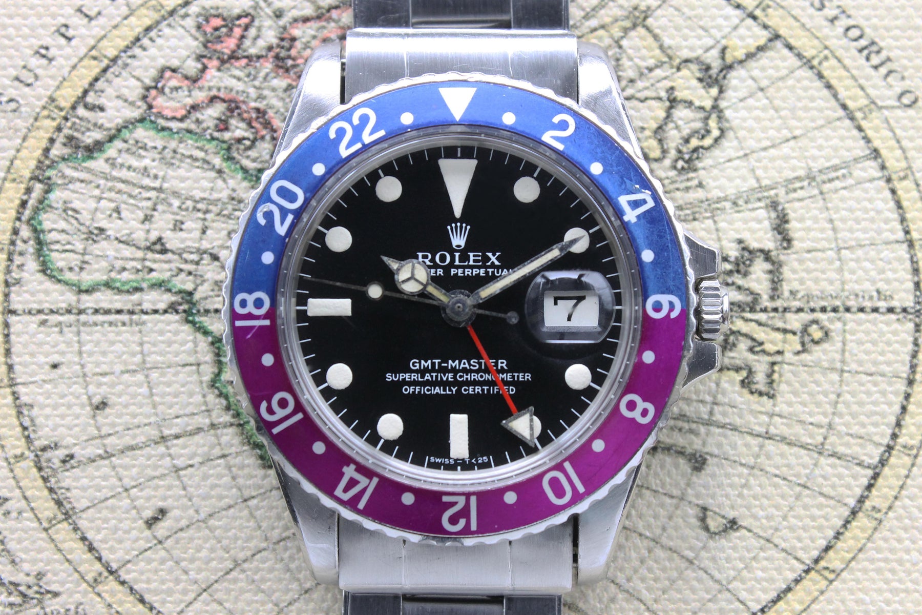 1968 Rolex GMT Master MK1 Unpolished Fuchsia Bezel Ref. 1675