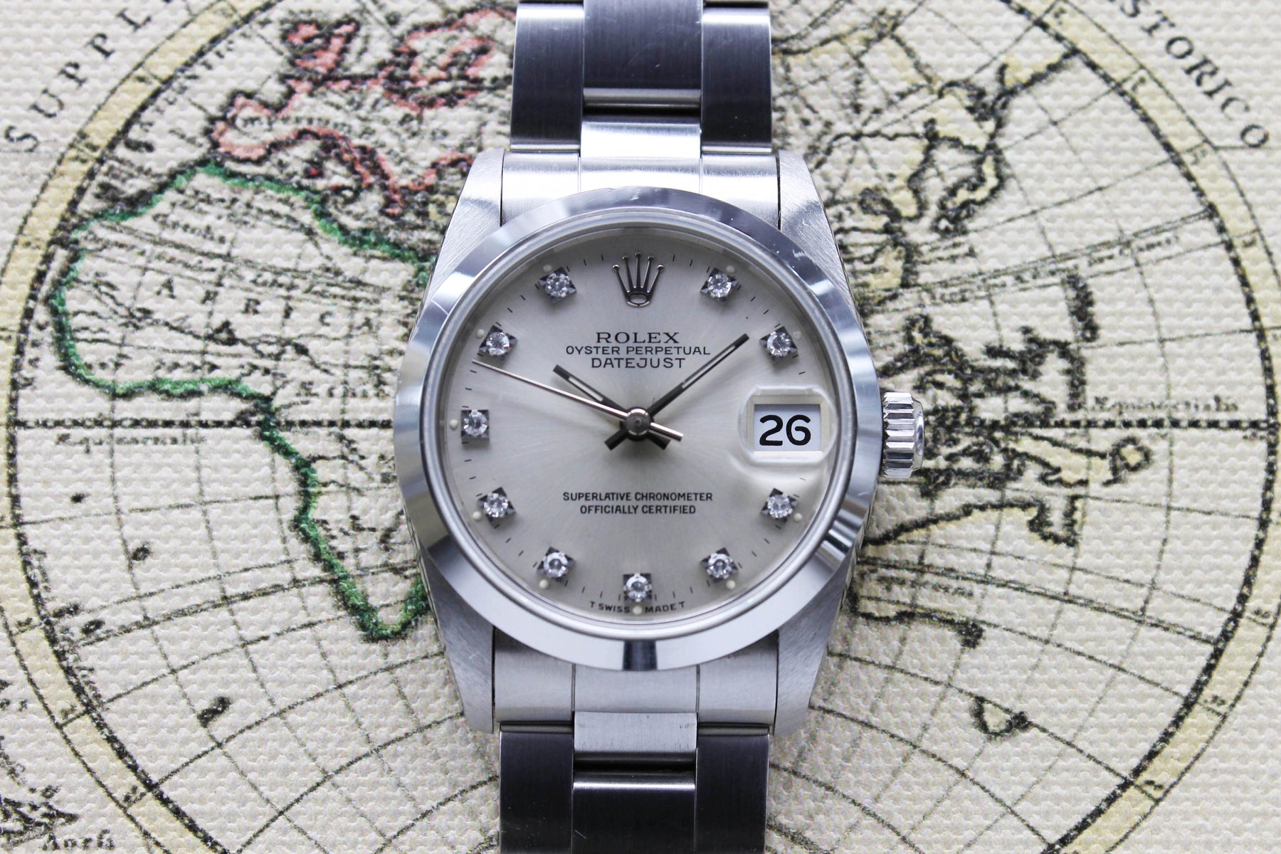 Rolex Datejust Medium Diamond Dial Ref. 68240 Year 1991 (Full Set)