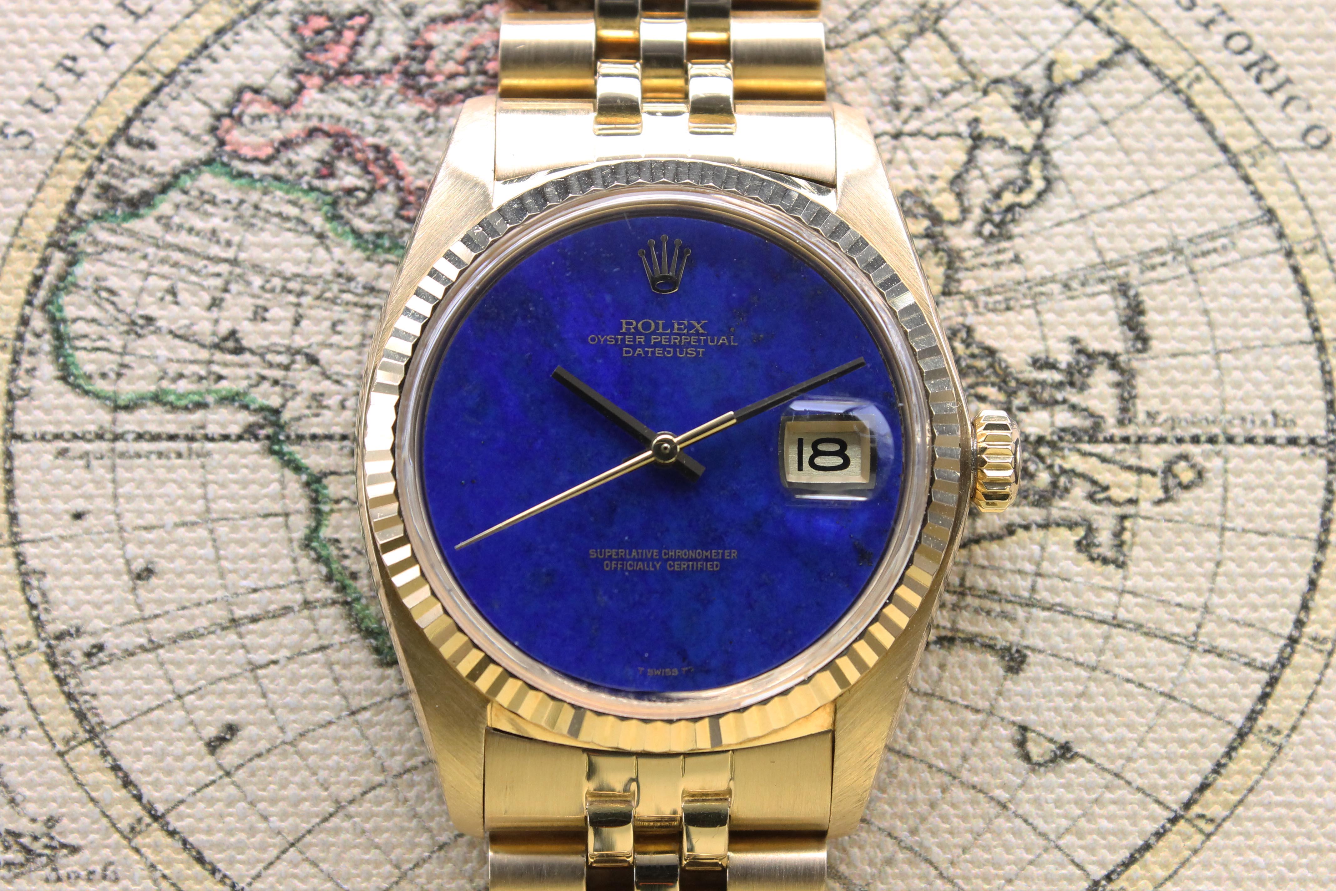 1976 Rolex Datejust Yellow Gold Rare Lapis Dial Ref. 1601