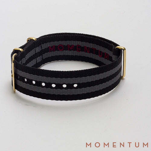 Nato Strap Black & Grey Double Striped - Momentum Dubai