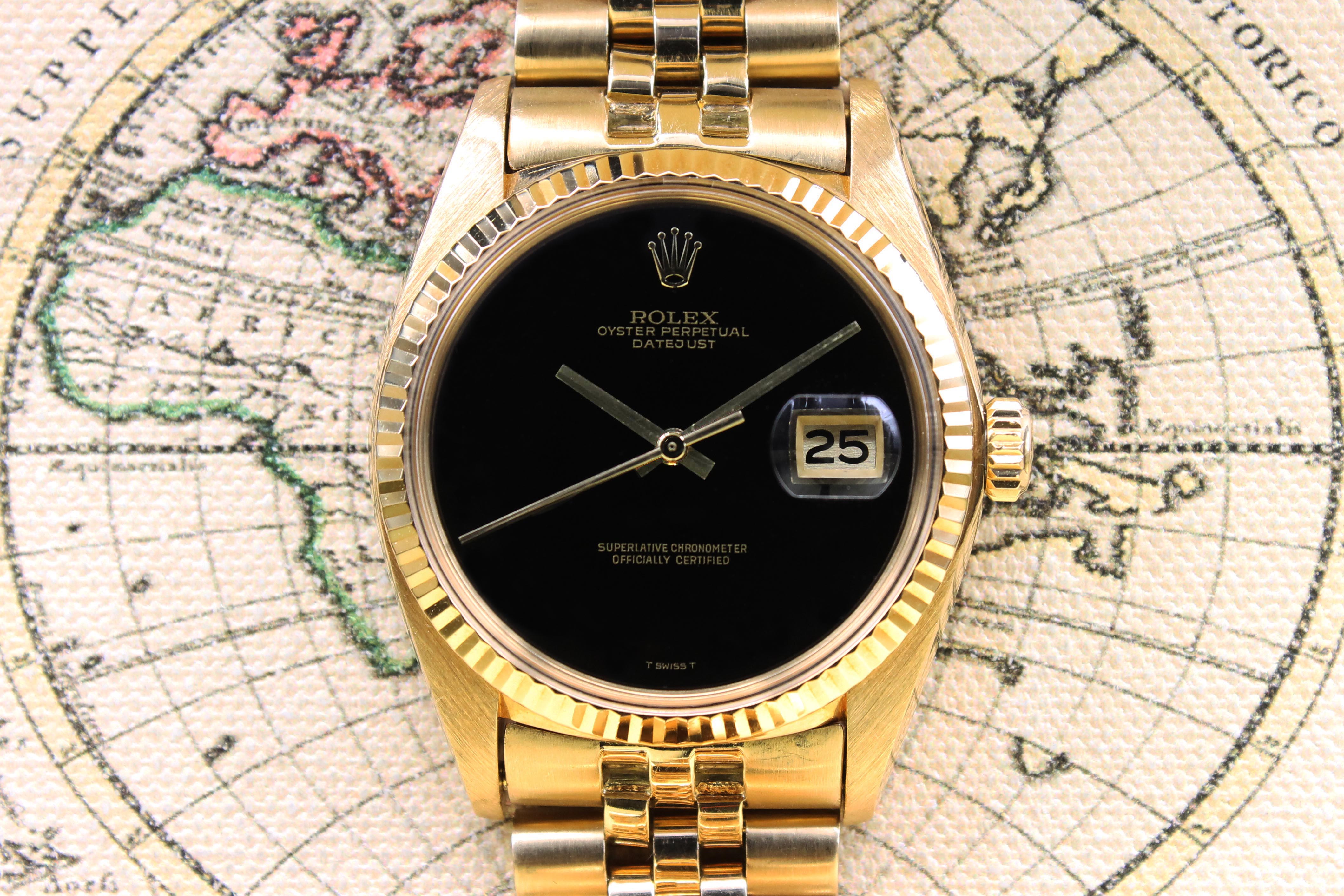 1975 Rolex Datejust 18K Onyx Dial Ref. 1601