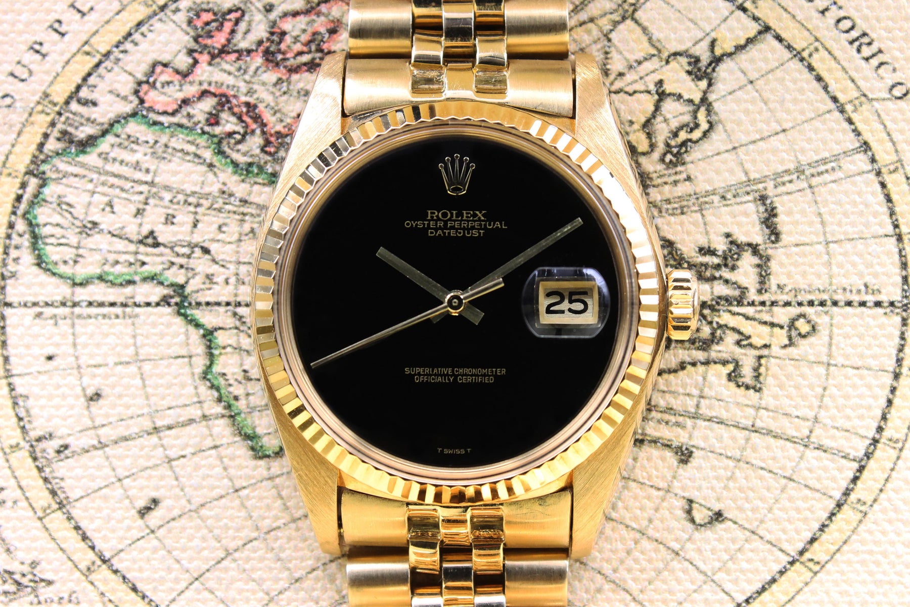 1975 Rolex Datejust 18K Onyx Dial Ref. 1601