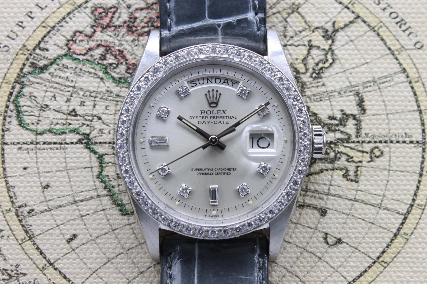 1973 Rolex Day Date Platinum Factory Diamond Dial Ref. 1804