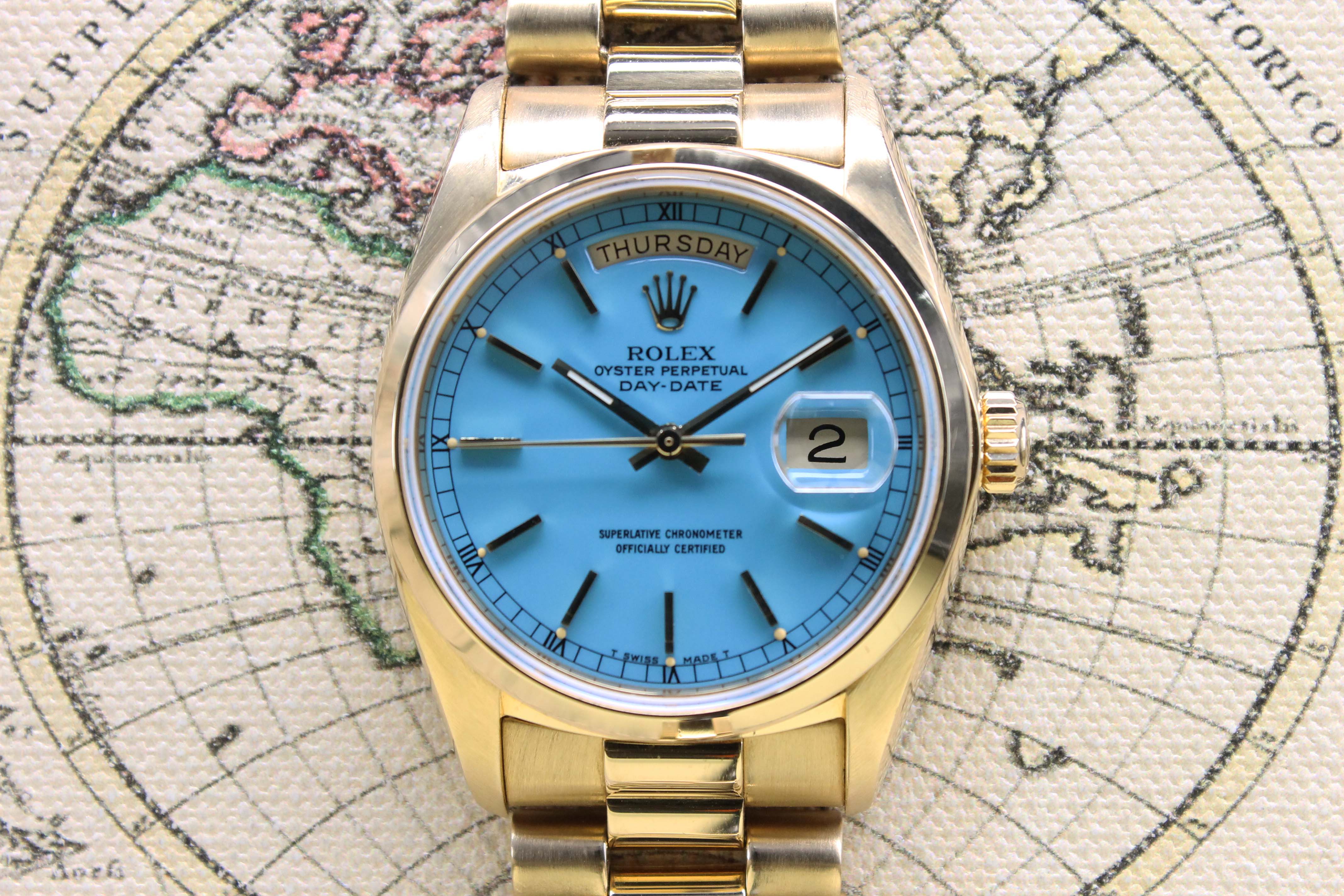 1978 Rolex Day Date Stella Turquoise Ref. 18028 (Full Set)