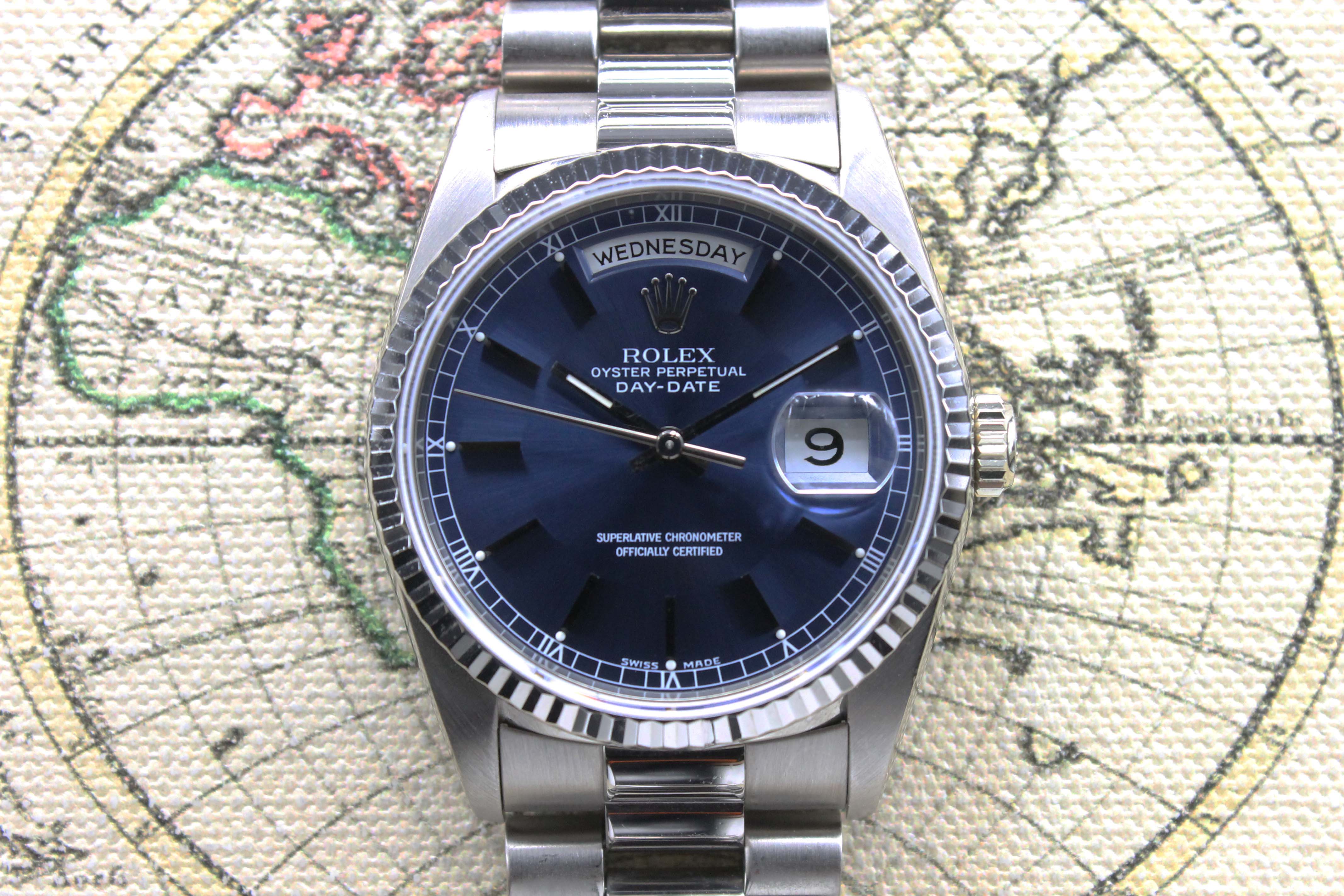 1990 Rolex Day Date Blue Dial Ref. 18239