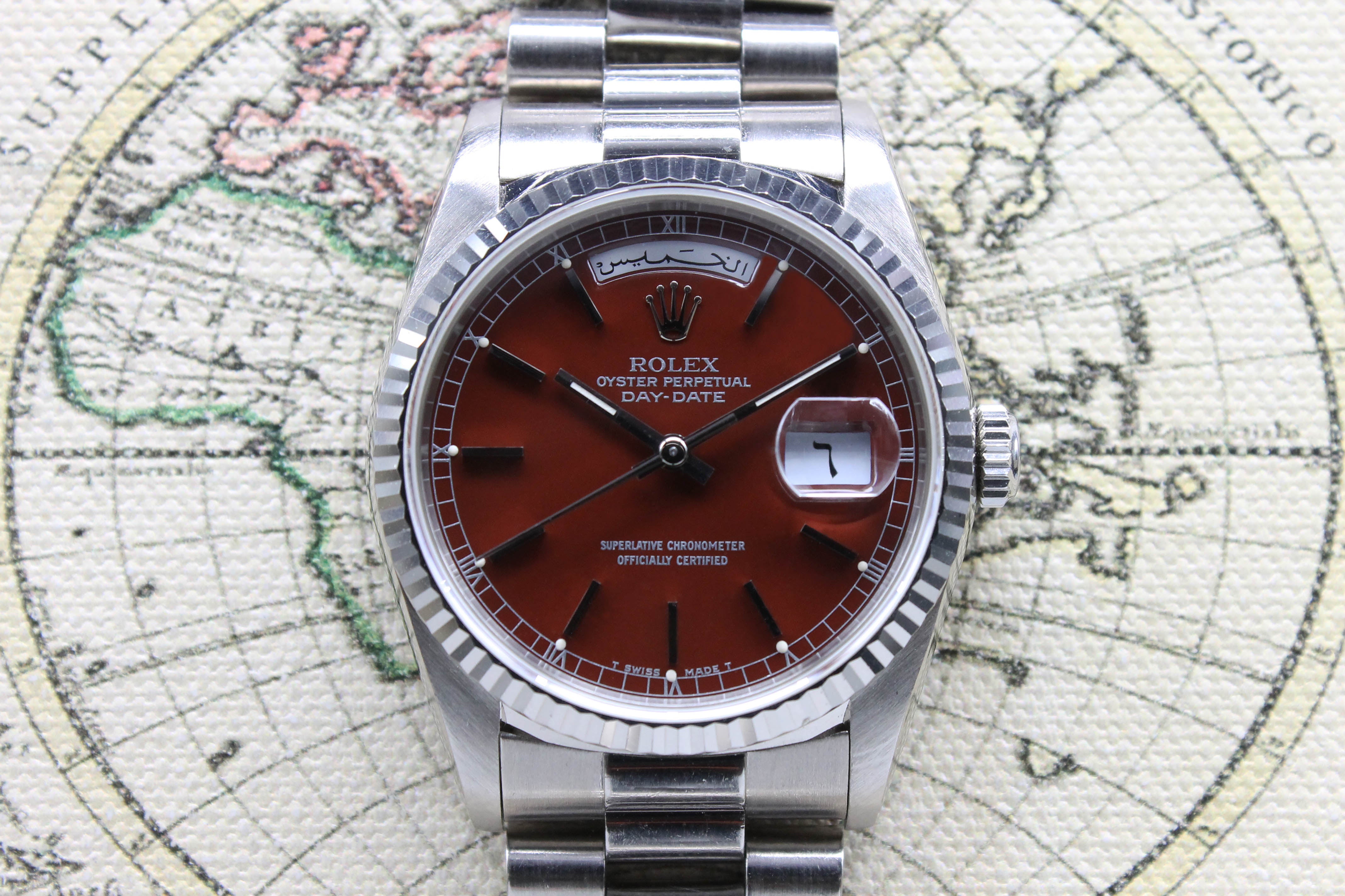 1988 Rolex Day Date Stella Oxblood WG Ref. 18039