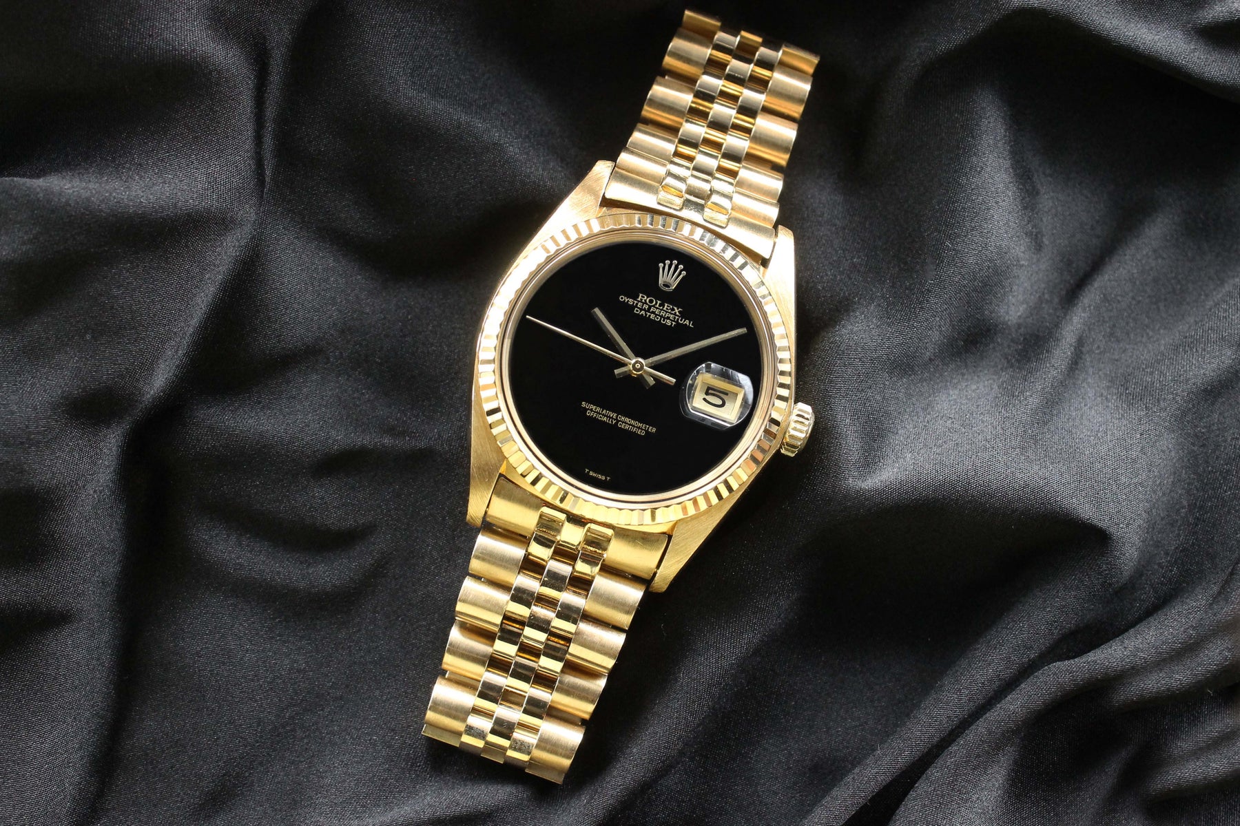 1975 Rolex Datejust 18K Onyx Dial Ref. 1601