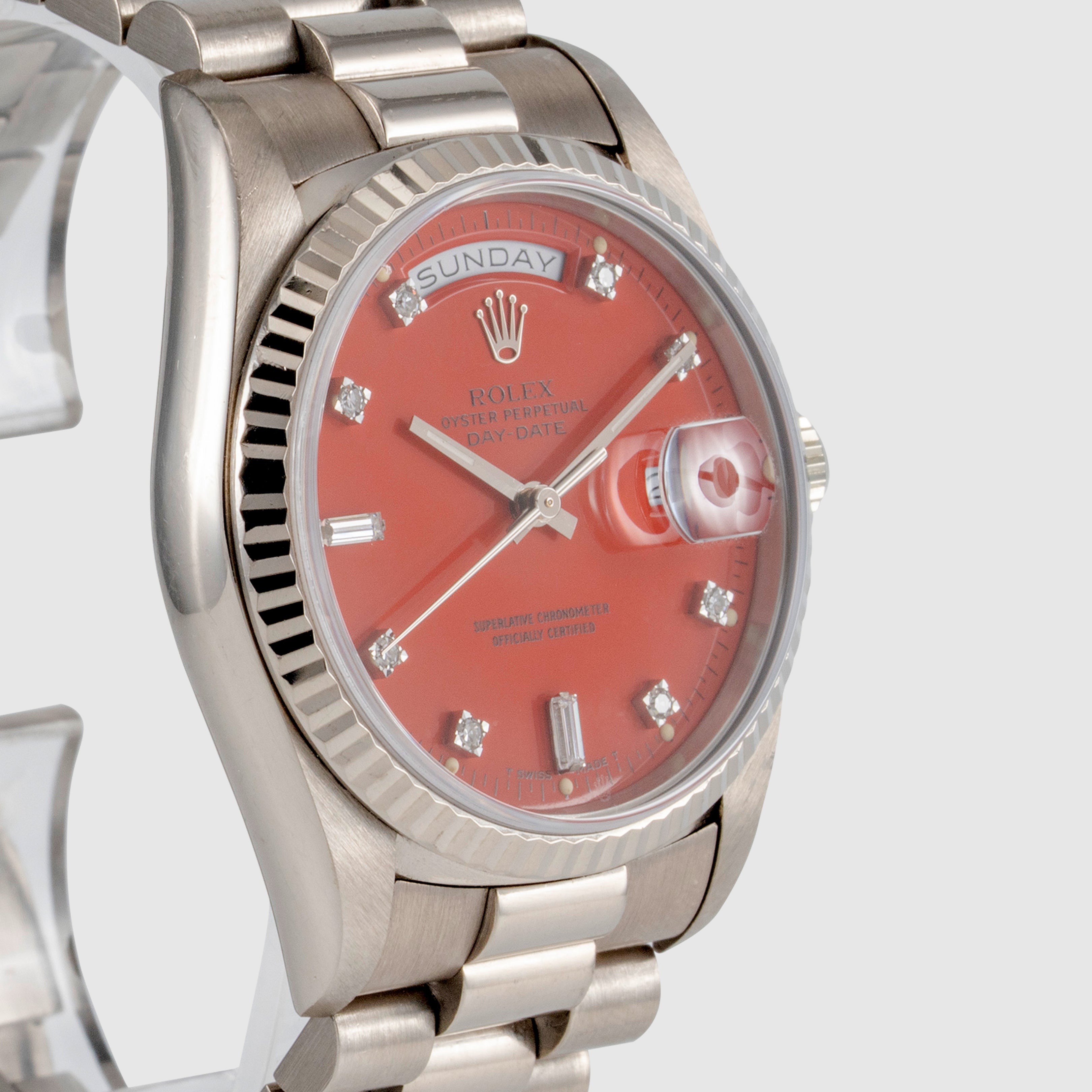 1988 Rolex Day Date Red Stella Diamond Dial Ref. 18239