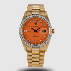 1985 Rolex Day Date Peach Stella Diamond Dial Ref. 18048