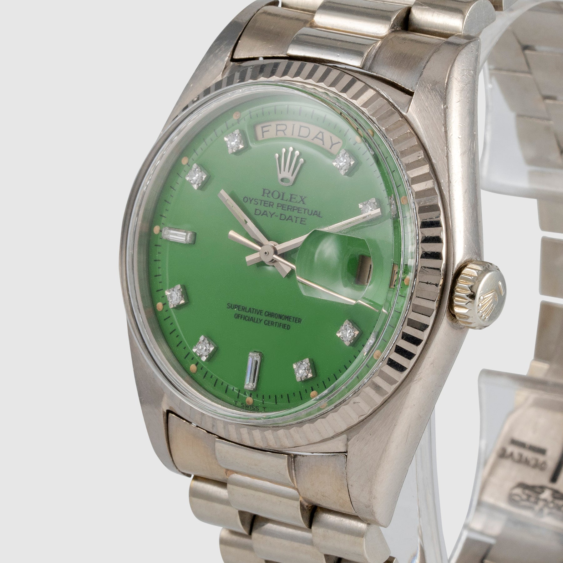 1974 Rolex Day Date WG Green Stella Diamond Dial Ref. 1803