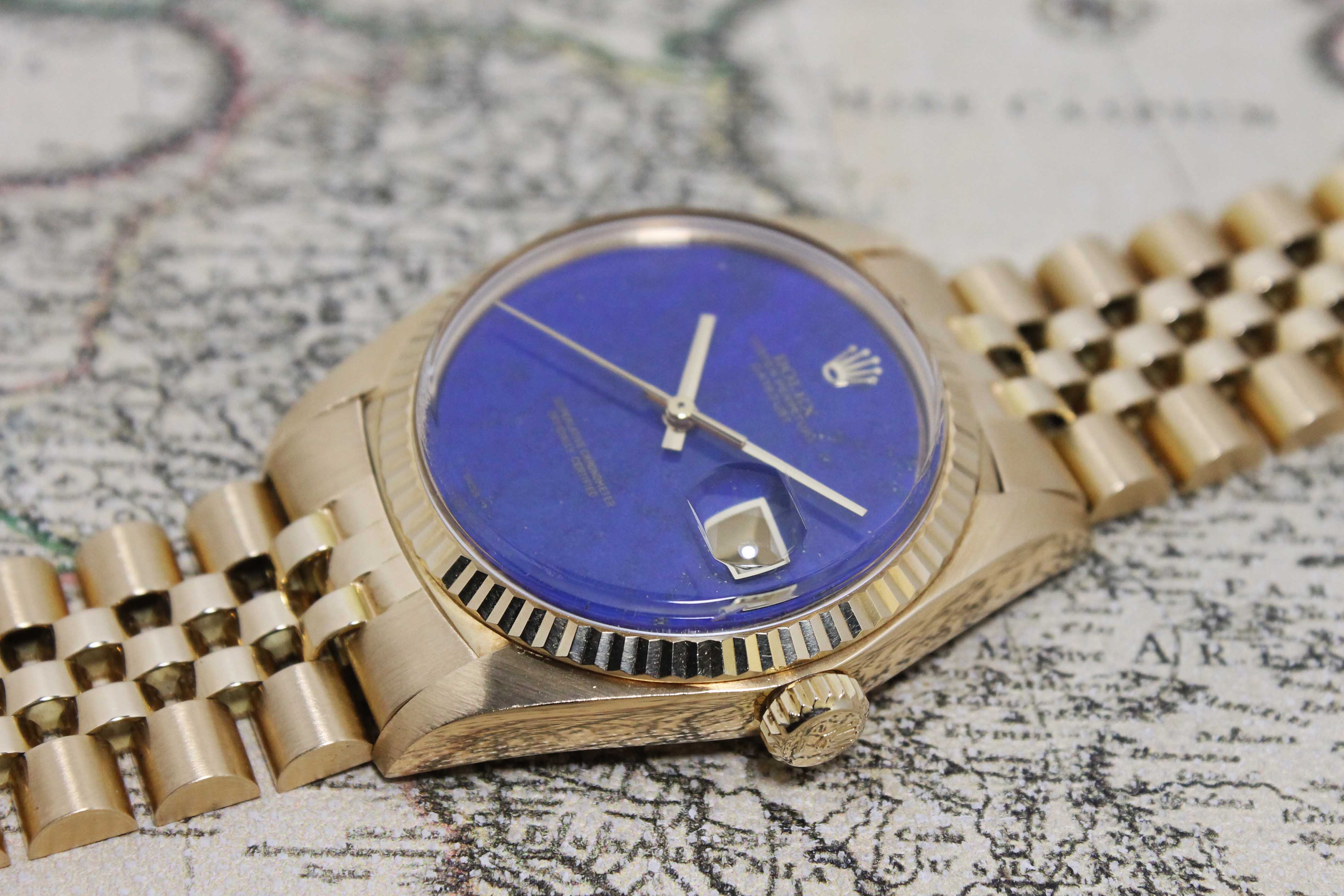 1976 Rolex Datejust Yellow Gold Rare Lapis Dial Ref. 1601