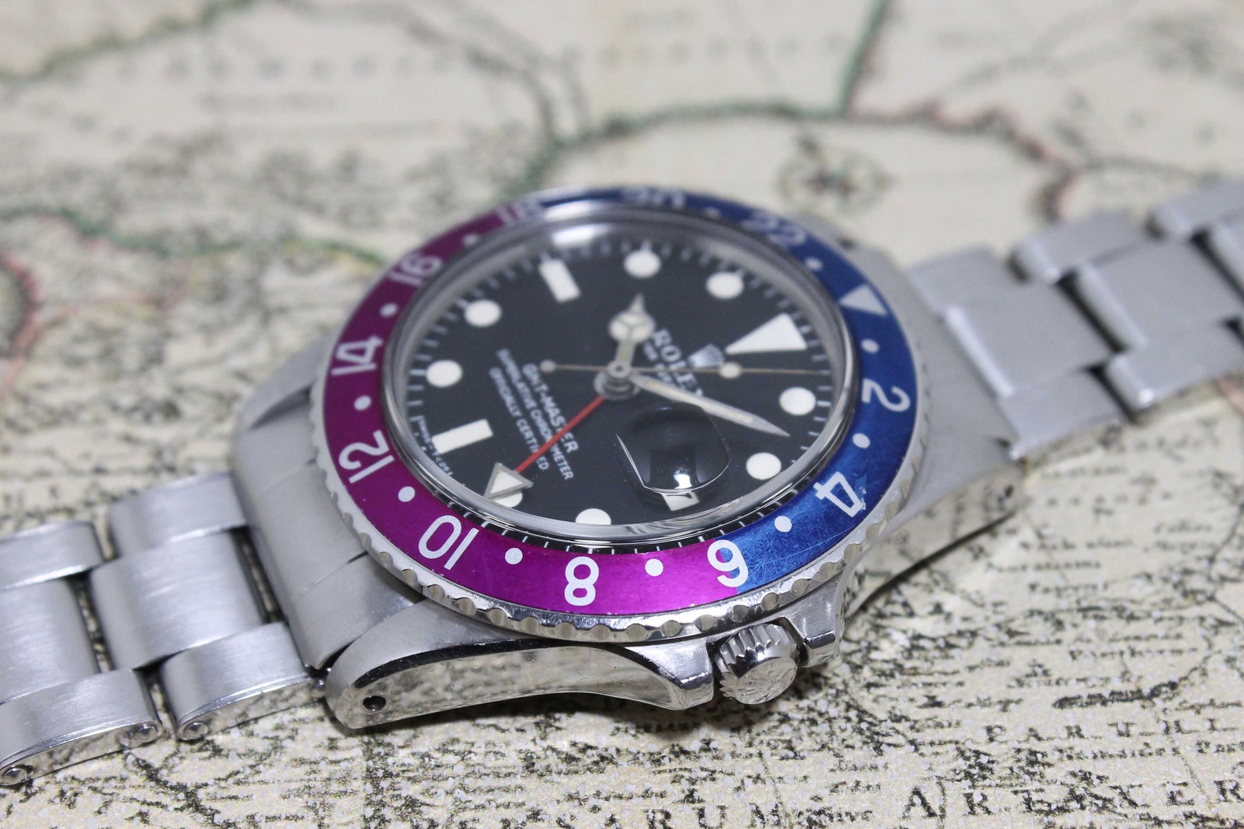 1968 Rolex GMT Master MK1 Unpolished Fuchsia Bezel Ref. 1675